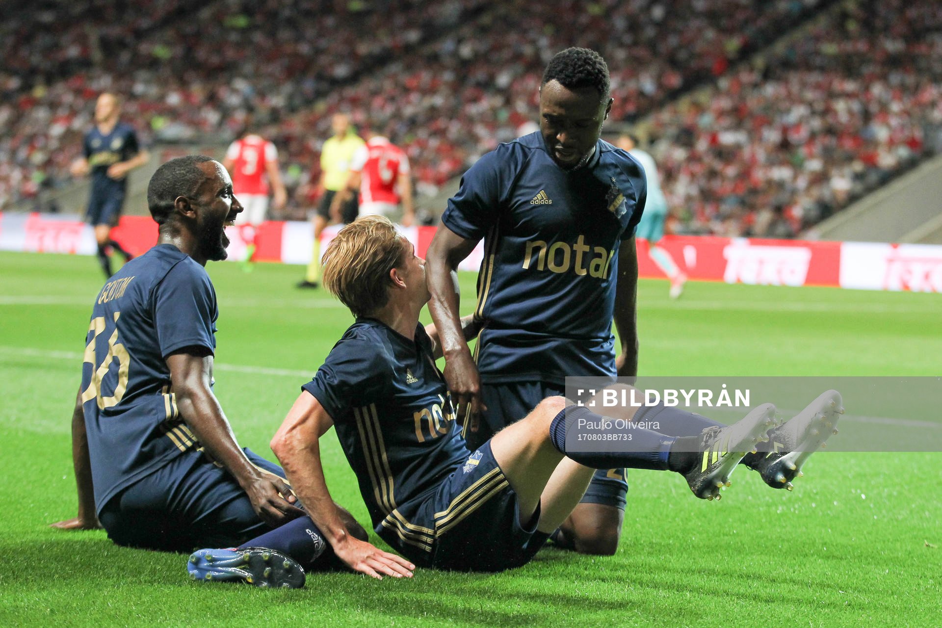 Chinedu Obasi forward of AIK celebrates
