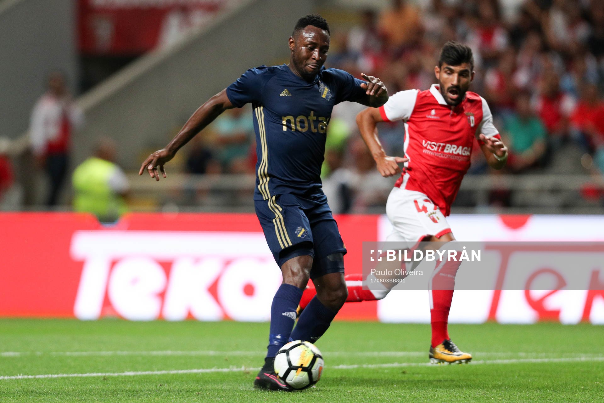 Chinedu Obasi forward of AIK score a goal