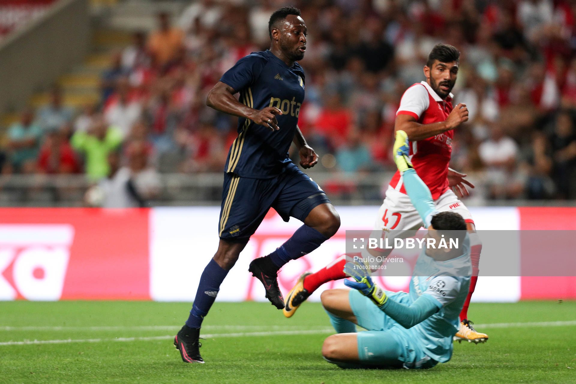 Chinedu Obasi forward of AIK score a goal