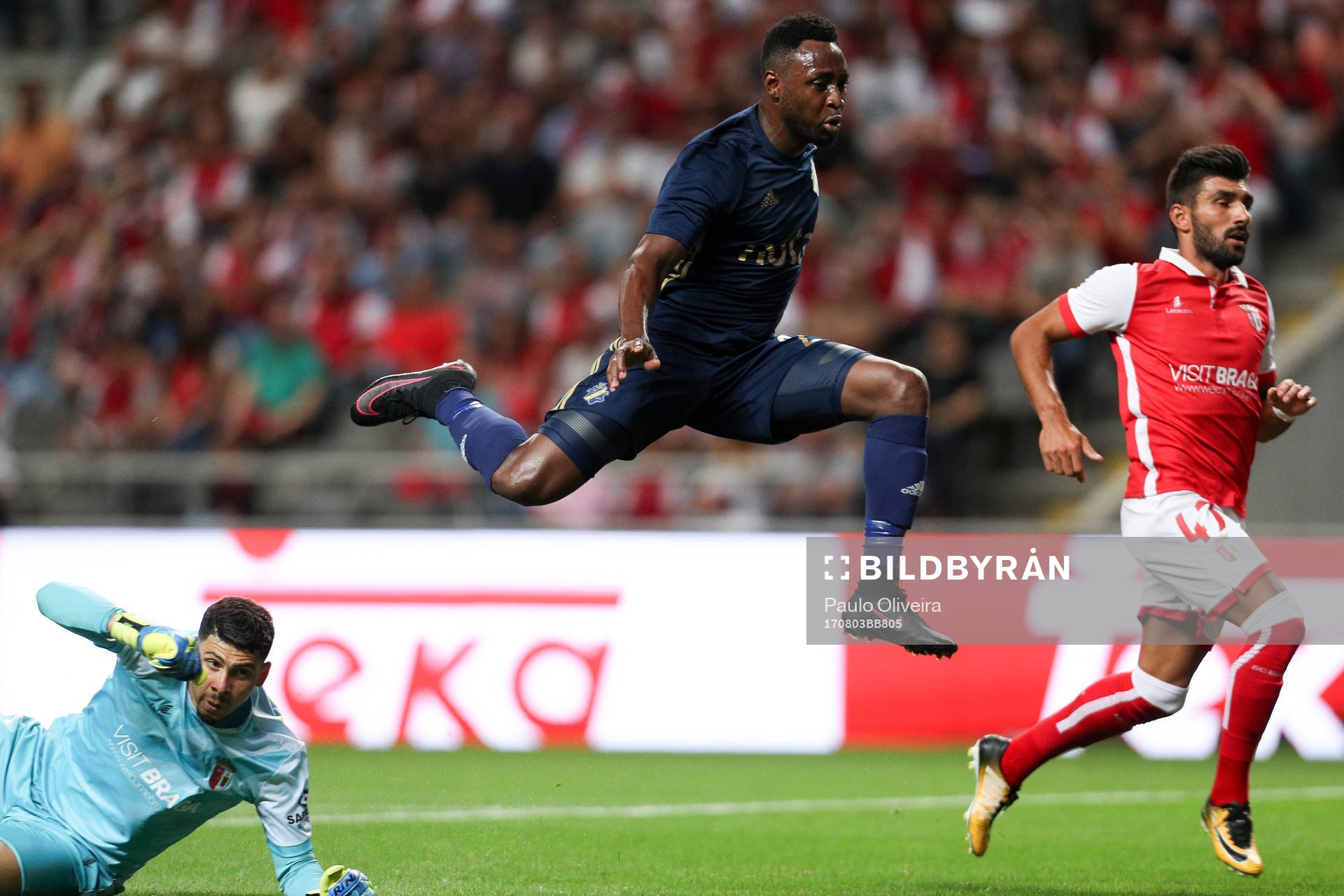 Chinedu Obasi forward of AIK score a goal