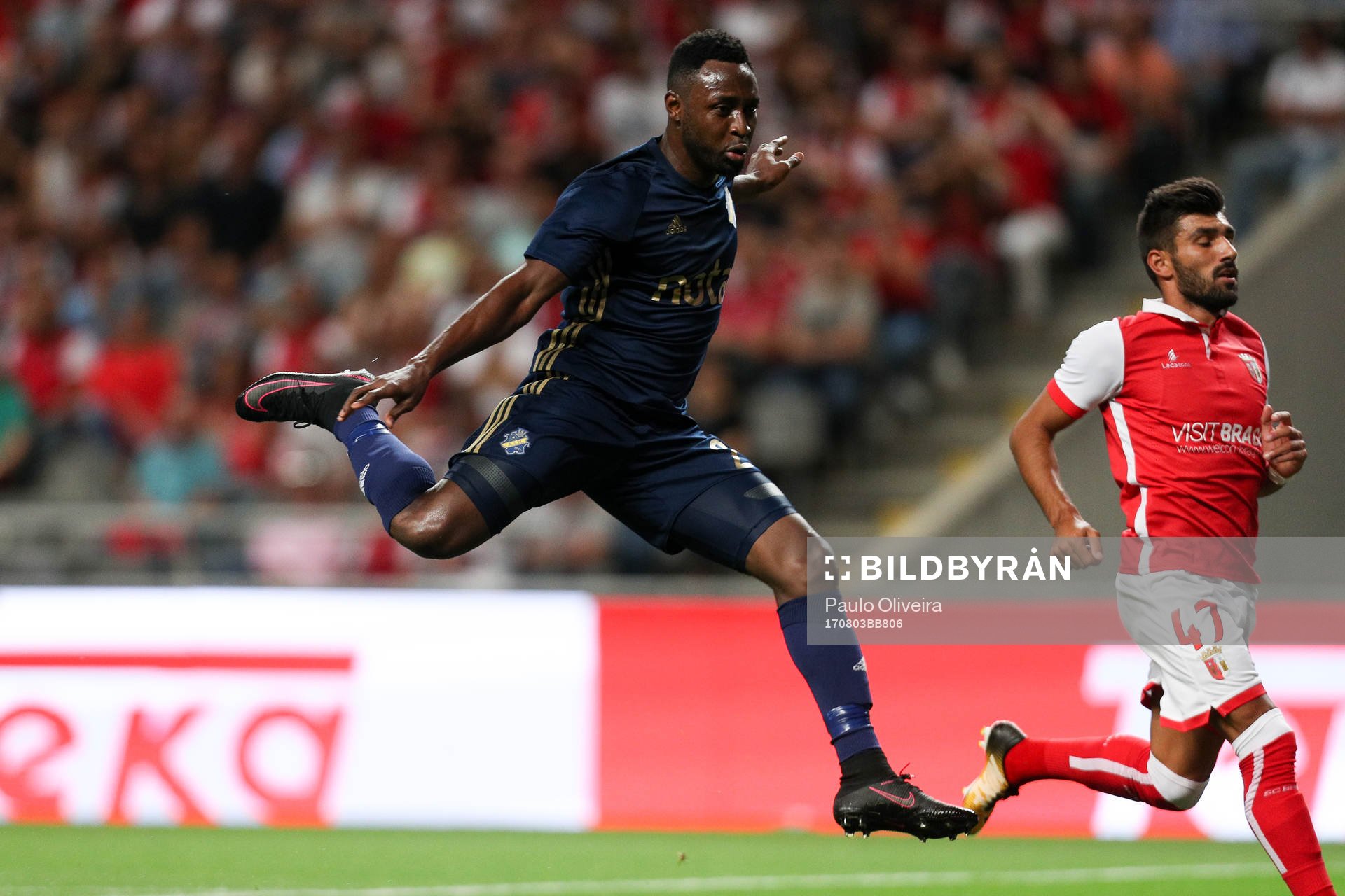 Chinedu Obasi forward of AIK score a goal