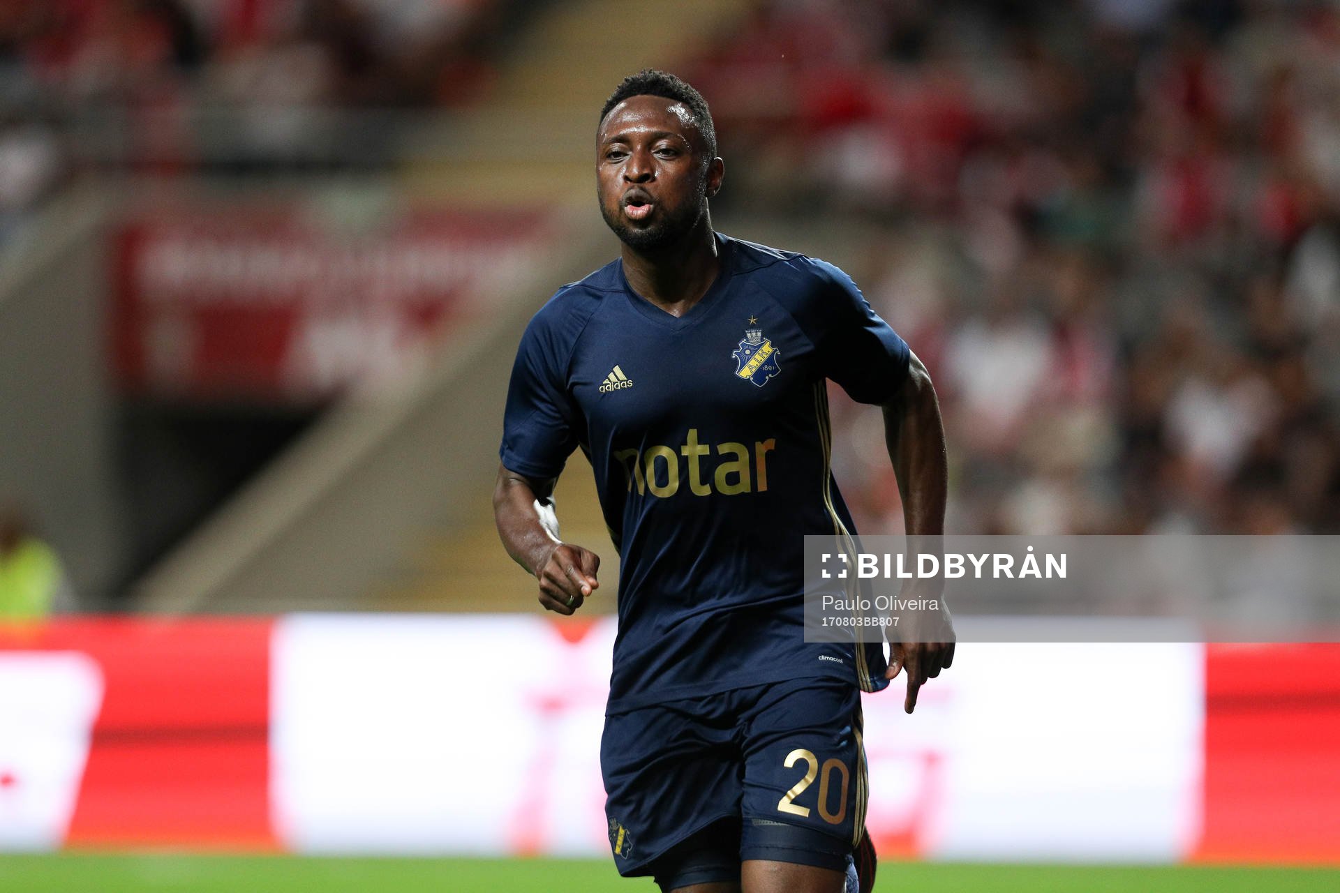 Chinedu Obasi forward of AIK celebrates