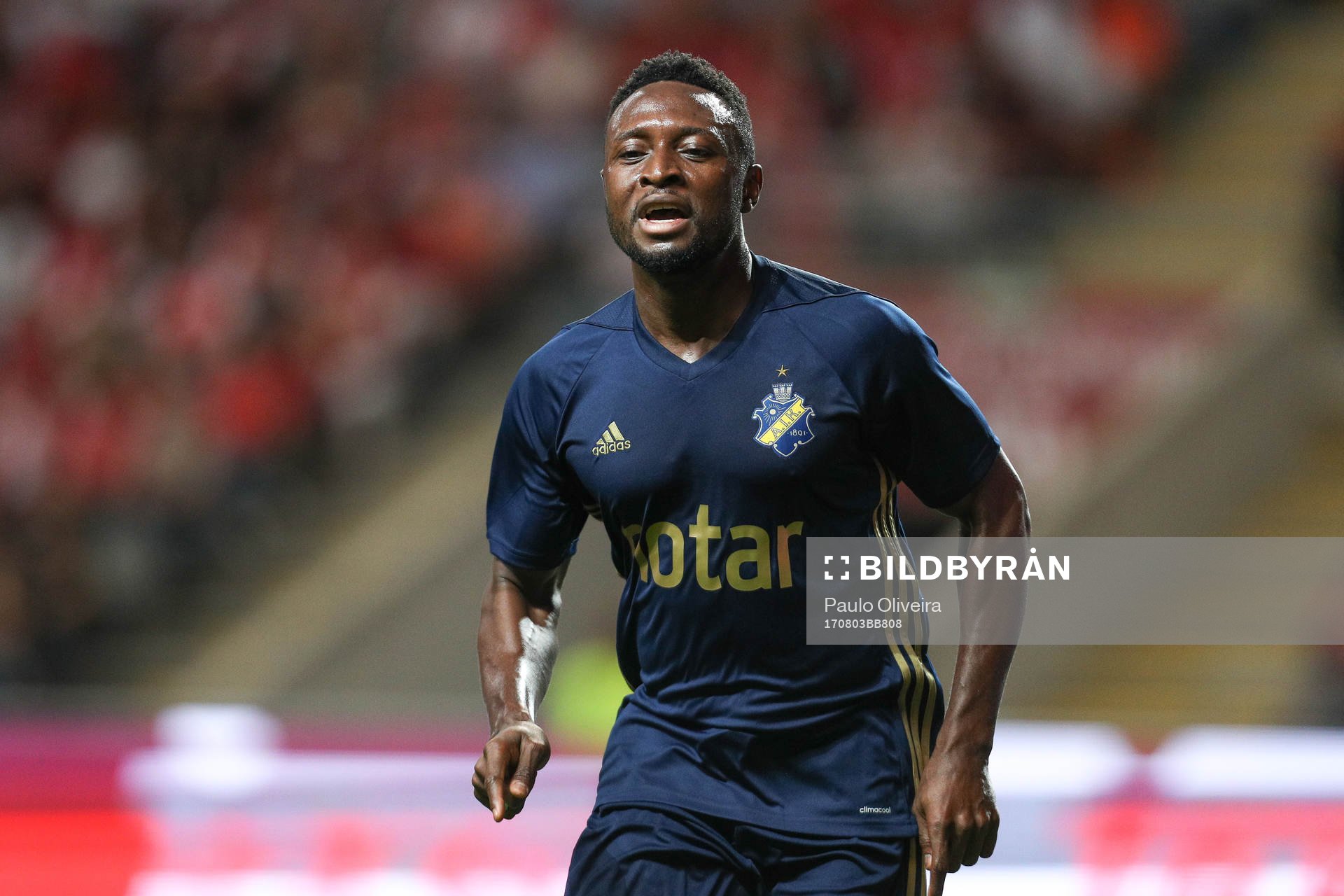 Chinedu Obasi forward of AIK celebrates