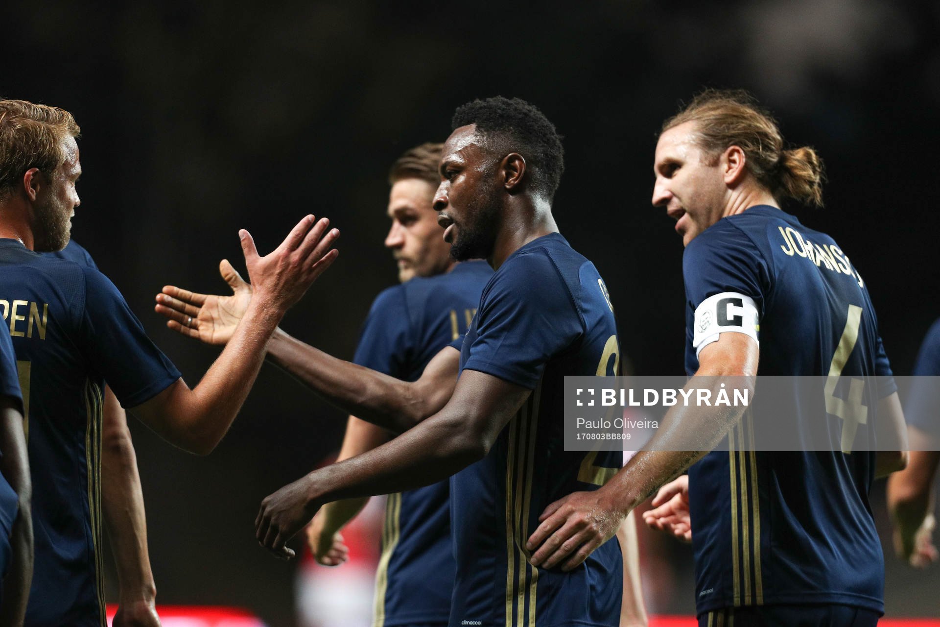 Chinedu Obasi forward of AIK celebrates