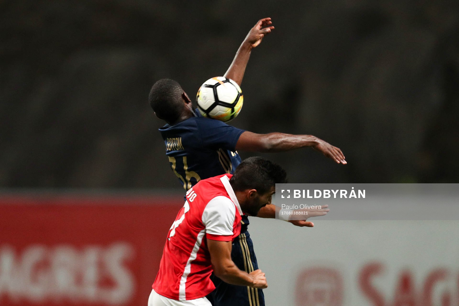 Henok Goitom forward of AIK (L) in action with Ricardo