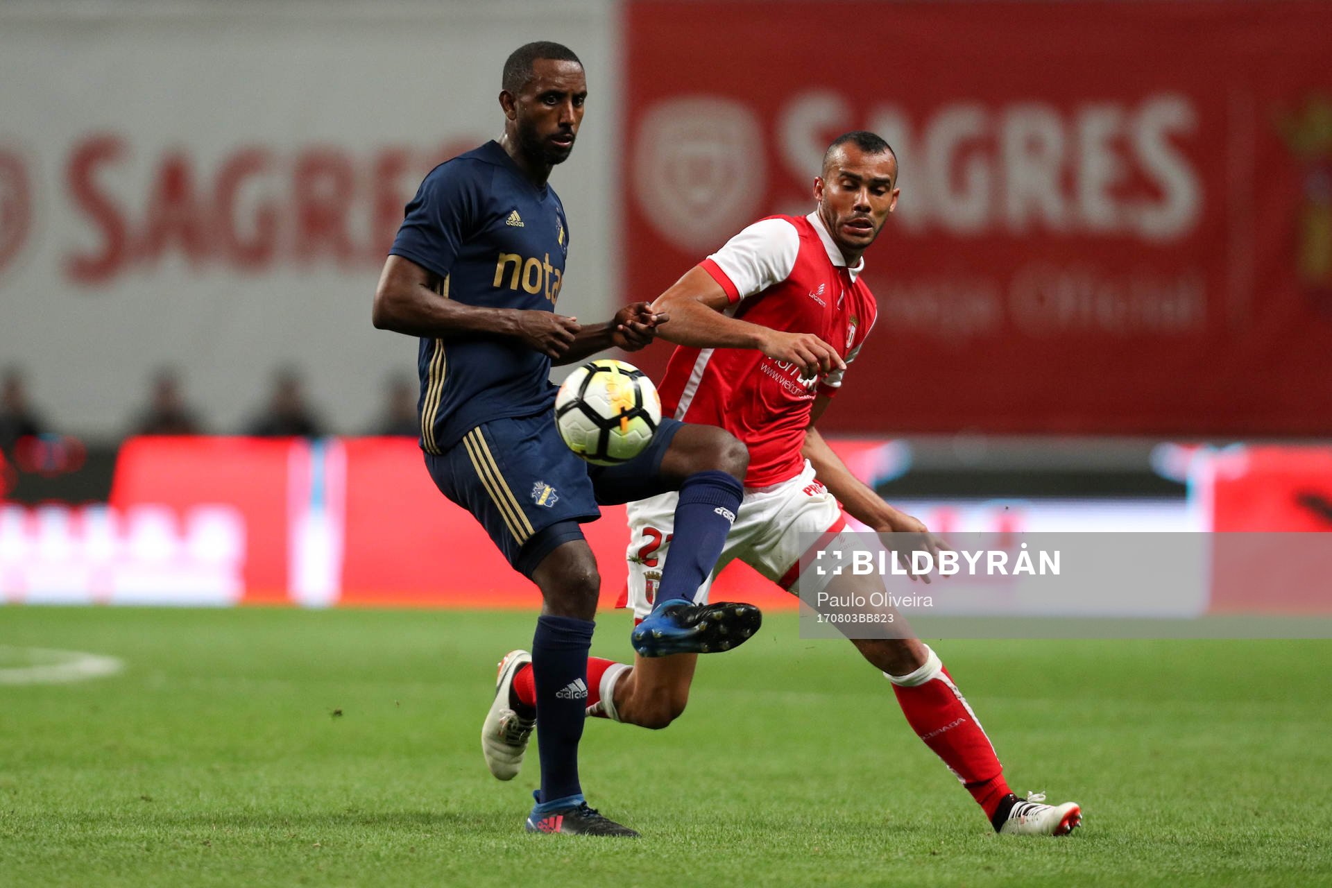 Henok Goitom forward of AIK (L) in action Fransergio