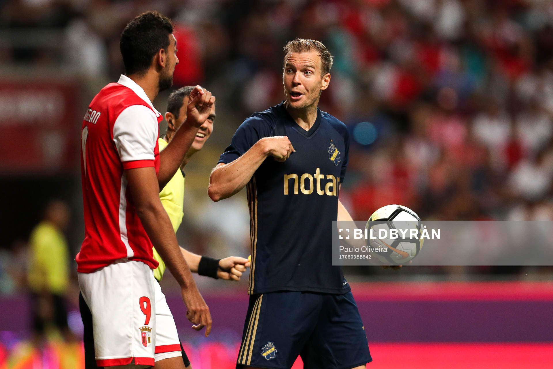 Per Karlsson defender of AIK (R) and Ahmed Hassan forward