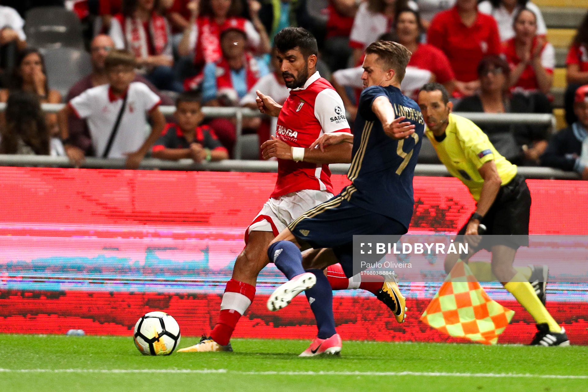 Rasmus Lindkvist defender of AIK (R) vies with Ricardo