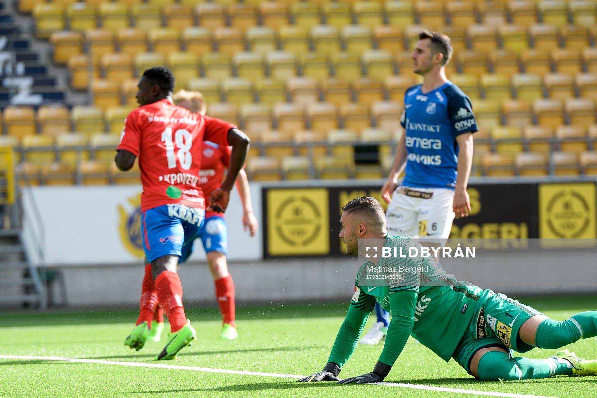 Norrbys målvakt Mergim Krasniqi deppar