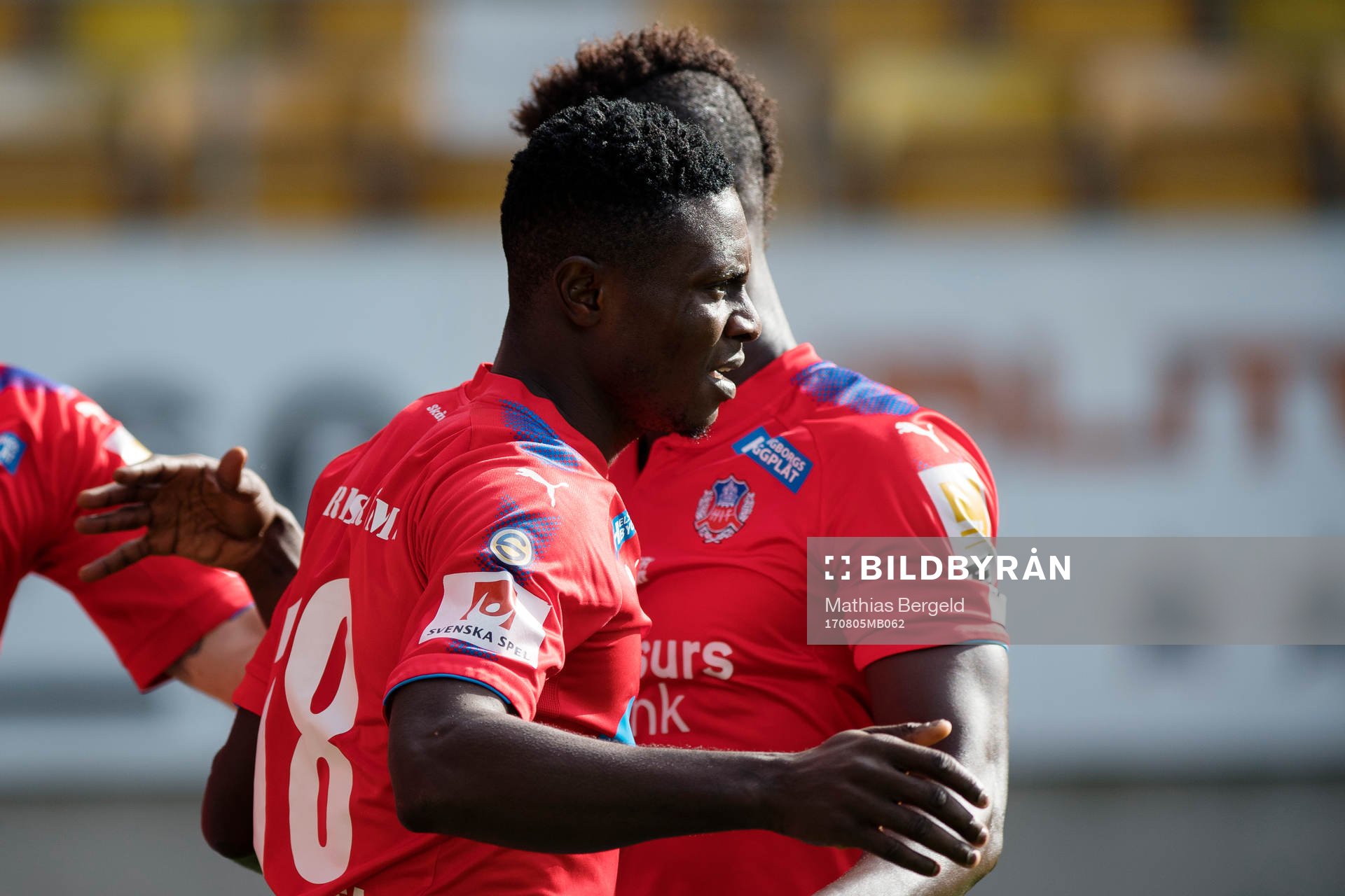 Helsingborgs Oke Akpoveta gjorde 0-1-målet och jublar med