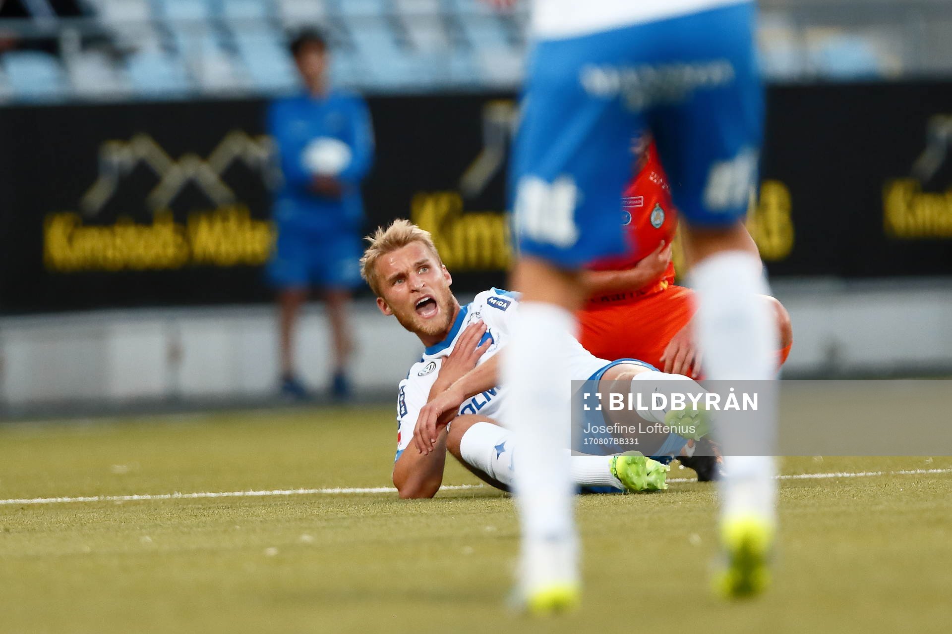 Norrköpings Sebastian Andersson reagerar