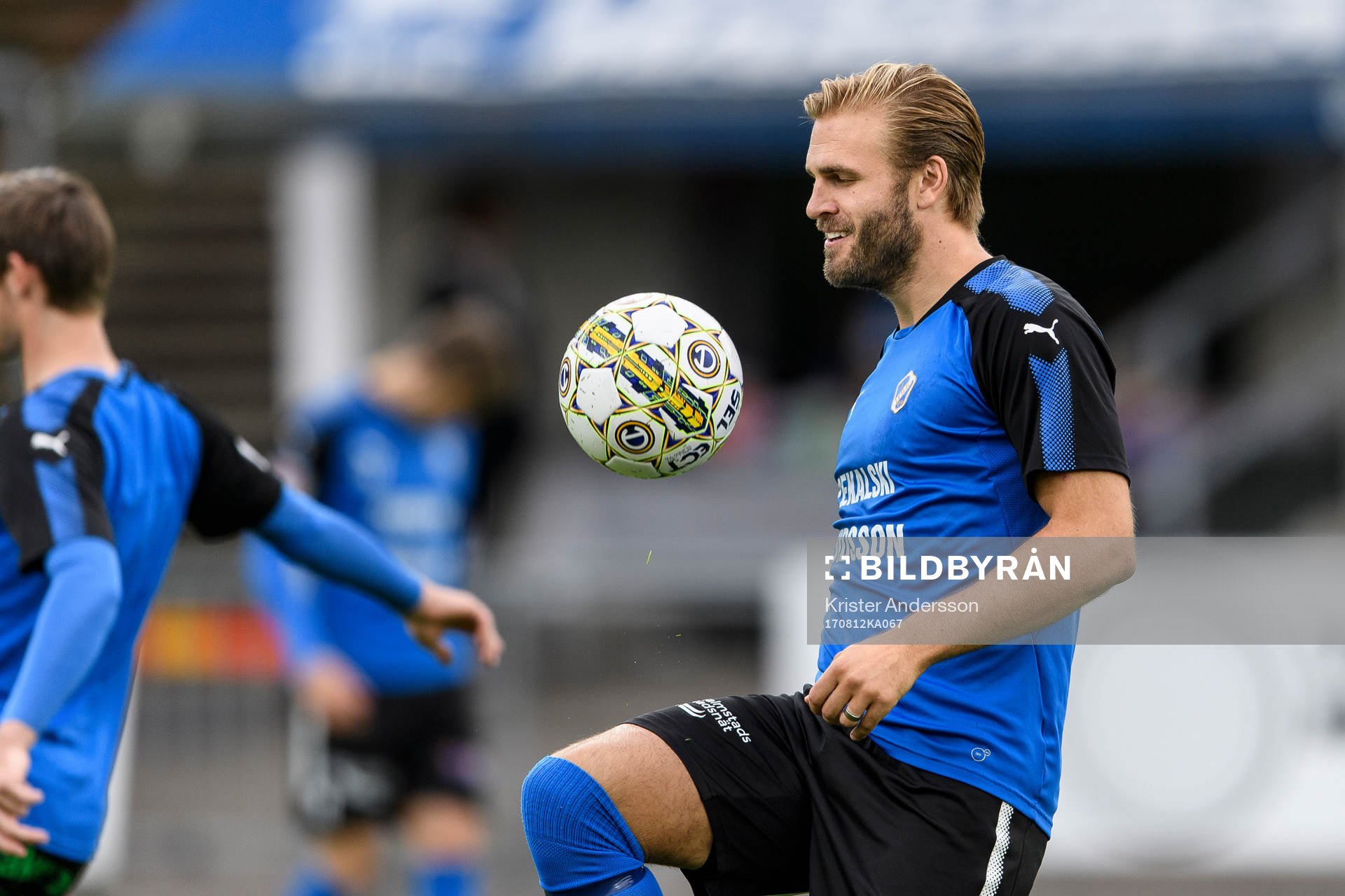 Halmstads Jesper Westerberg före fotbollsmatchen i Allsvenskan mellan Halmstad och Sirius den 12 augusti 2017 i Halmstad.