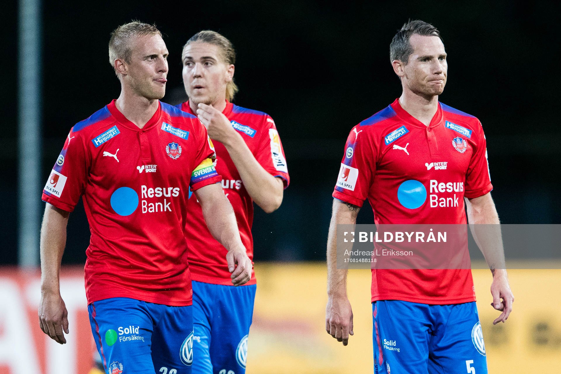Helsingborgs Peter Larsson, Darijan Bojanic och Johan