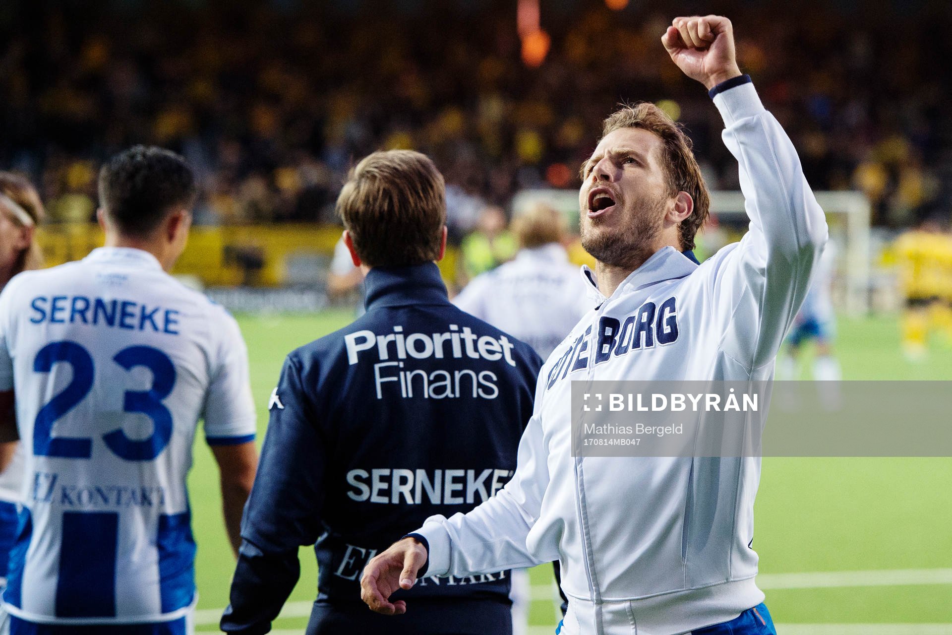 IFK Göteborgs Tobias Hysén jublar efter fotbollsmatchen i Allsvenskan mellan Elfsborg och IFK Göteborg den 14 augusti 2017 i Borås.