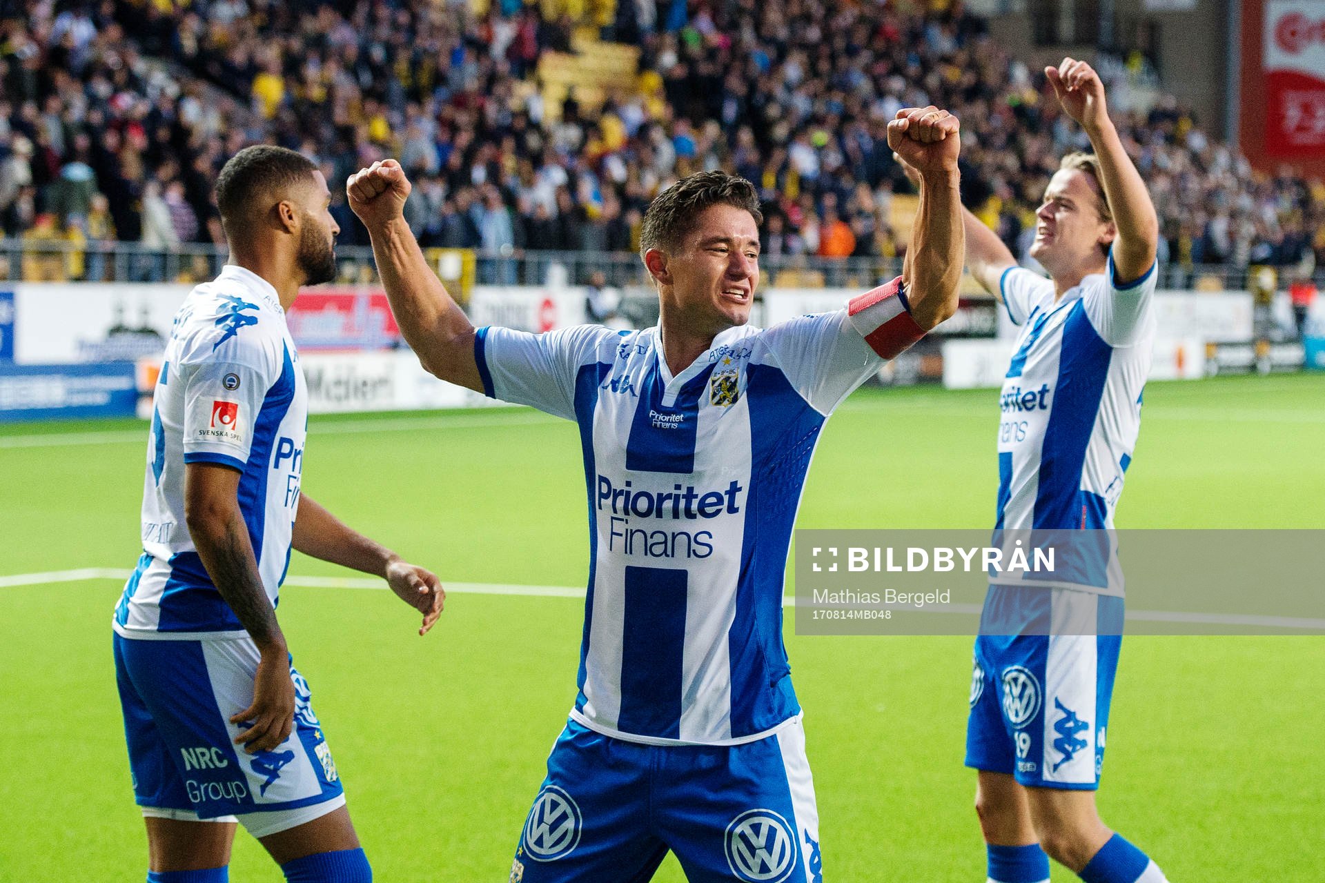 IFK Göteborgs David Boo Wiklander jublar efter fotbollsmatchen i Allsvenskan mellan Elfsborg och IFK Göteborg den 14 augusti 2017 i Borås.