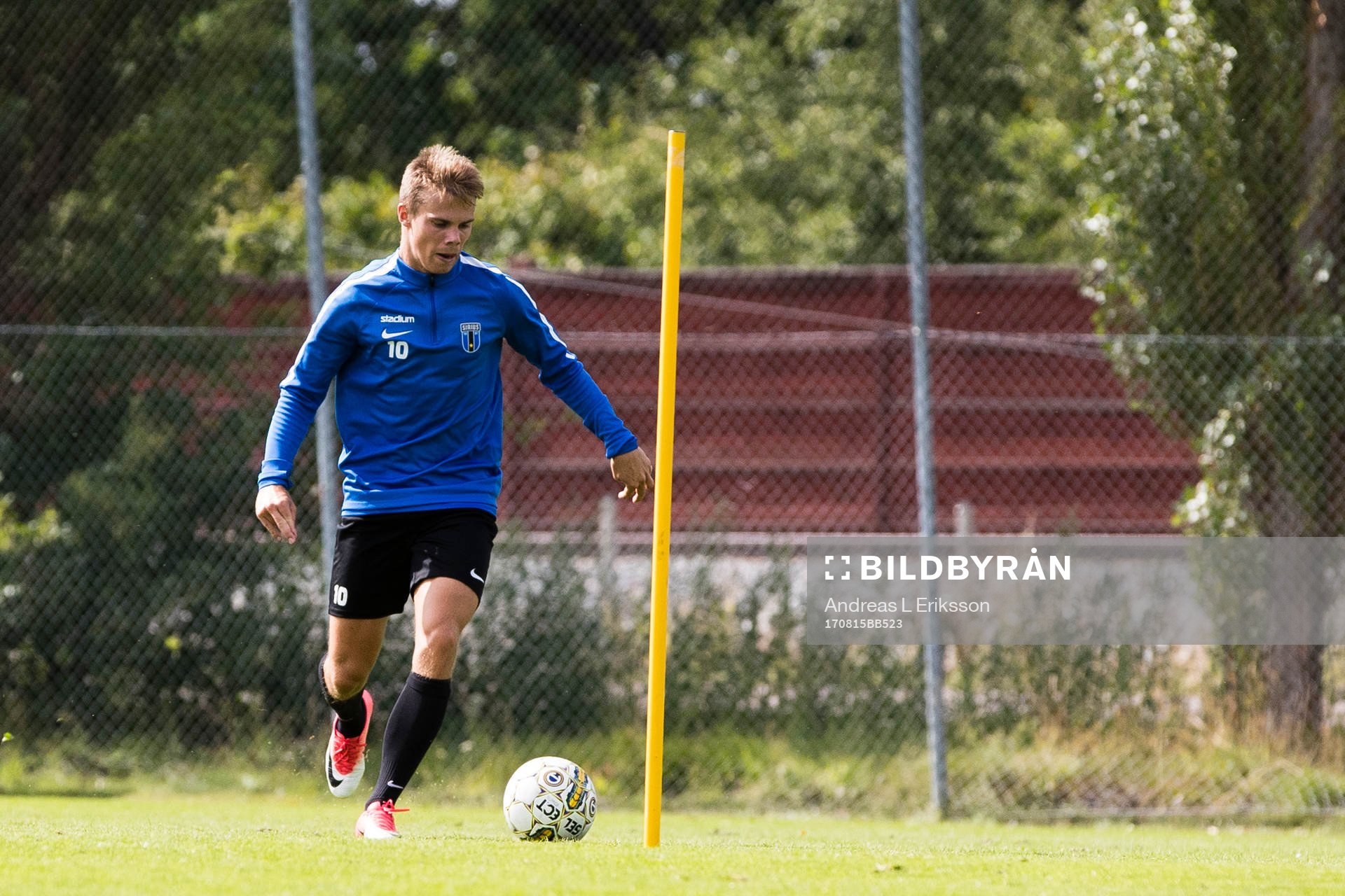 Sirius Elias Andersson under en fotbollsträning med Sirius den 15 augusti 2017 i Uppsala. 