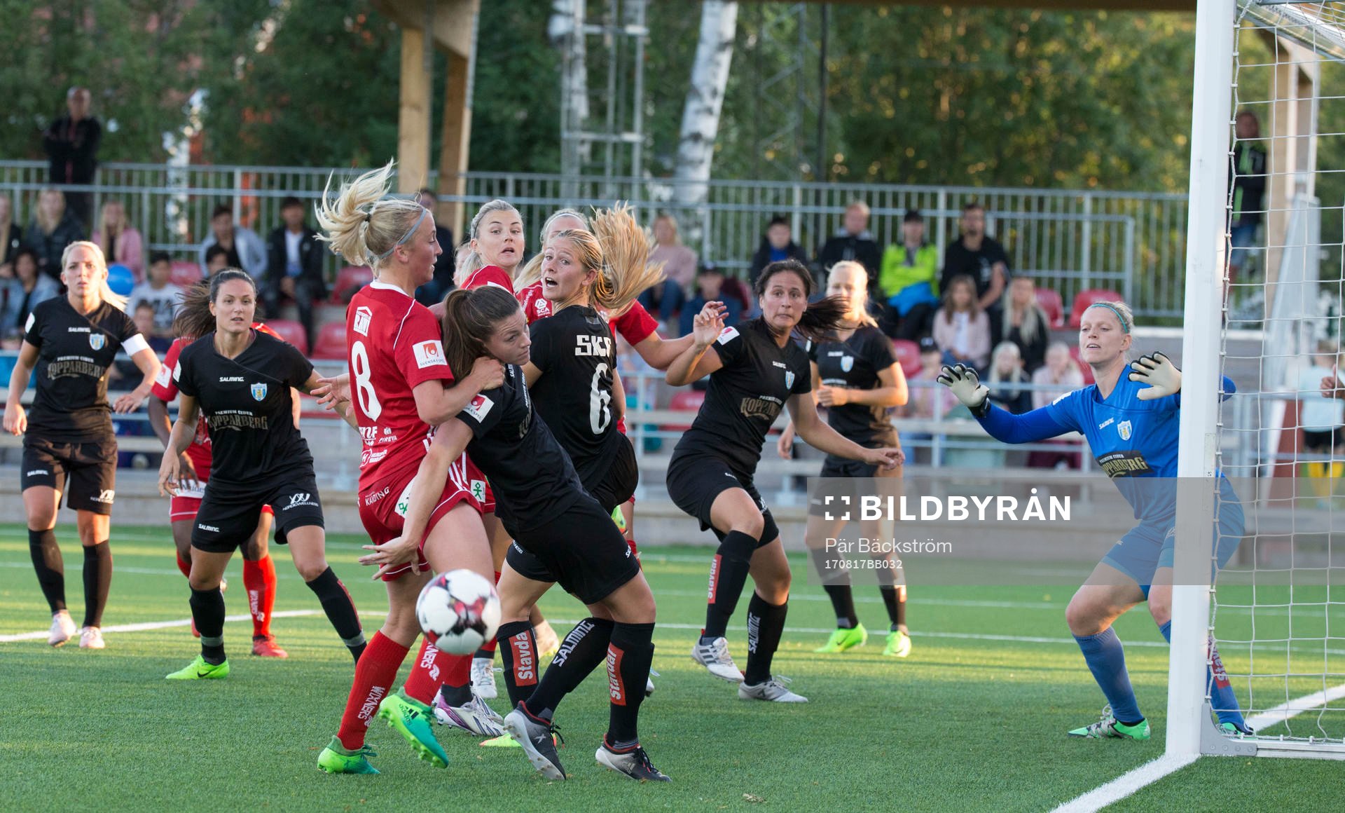 Målchans för Piteå under fotbollsmatchen i damallsvenskan mellan Piteå och Kopparbergs/Göteborg  den 17 augusti 2018 i Piteå.