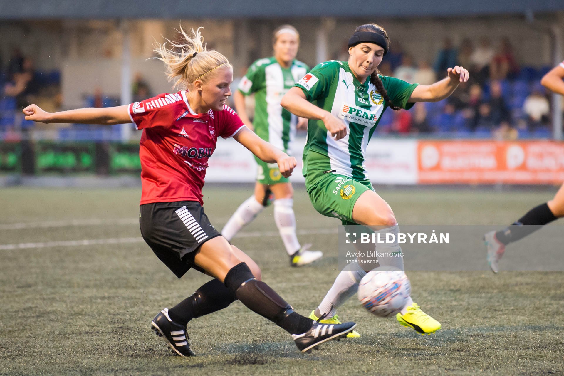 LB07s Michaela Johnsson under fotbollsmatchen i Damallsvenskan mellan LB07 och Hammarby den 18 augusti 2017 i Malmö.