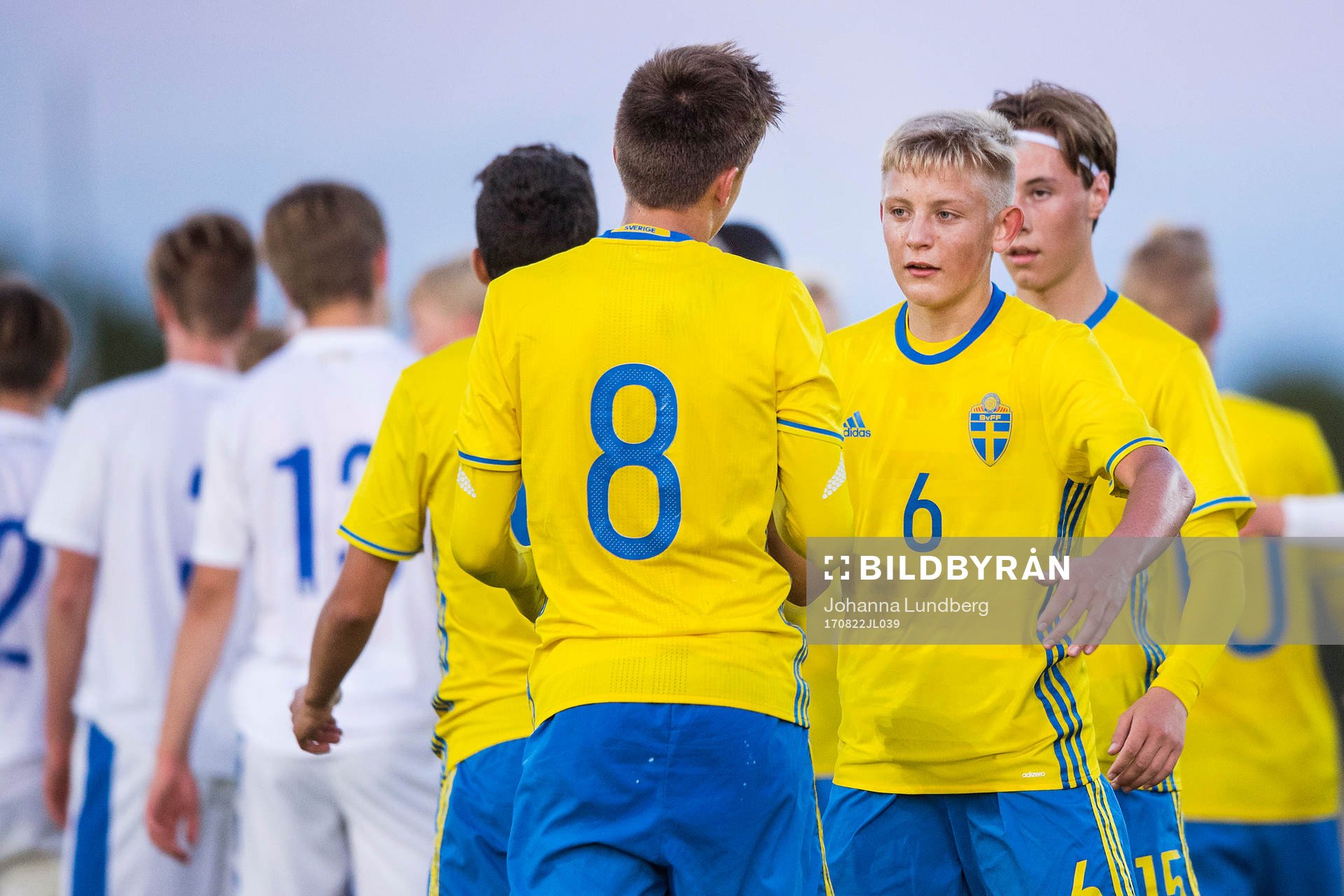 Sveriges Dennis Collander under P15-landskampen i fotboll mellan Sverige och Finland den 22 augusti i Stockholm.