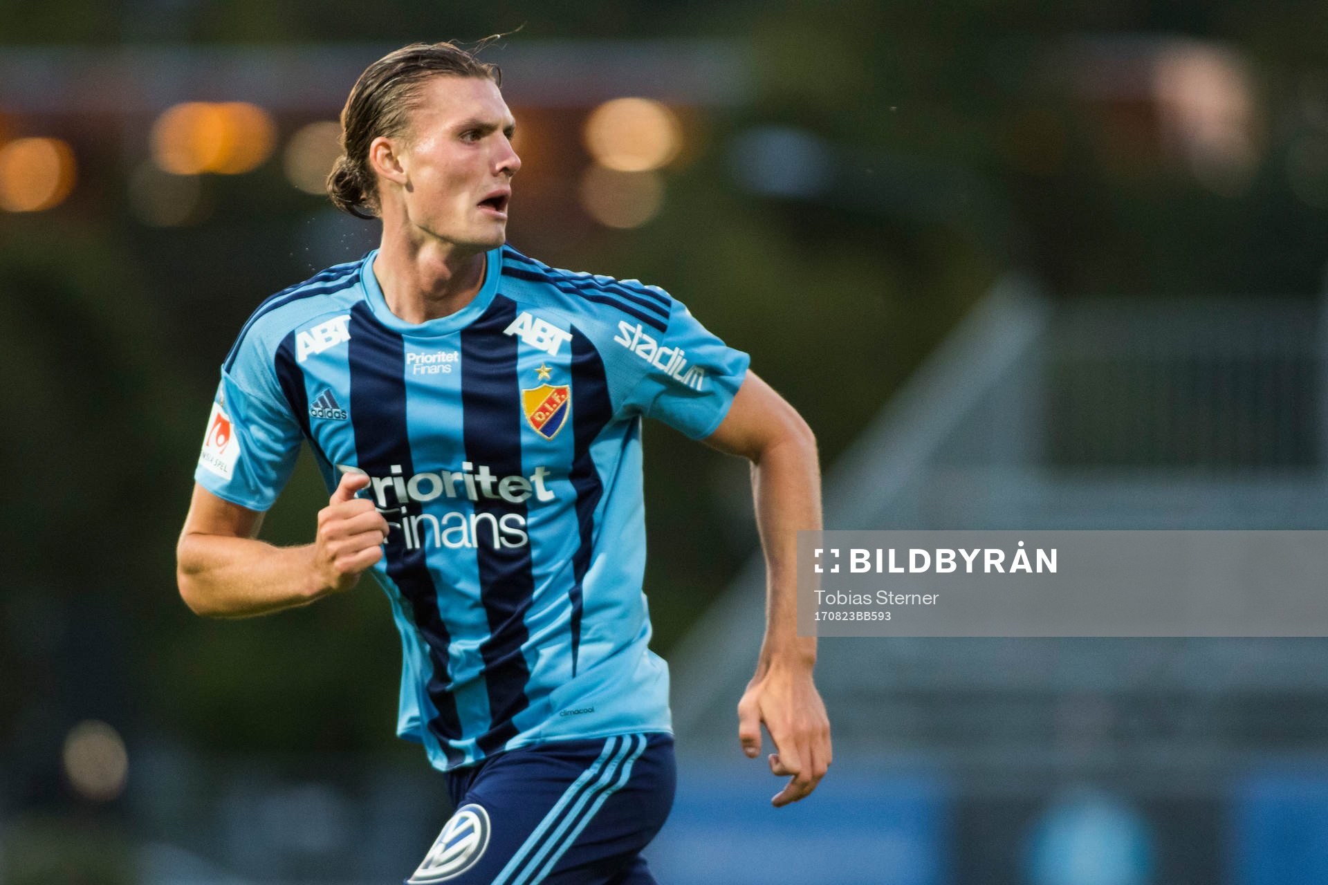 Djurgårdens Julian Kristoffersen under fotbollsmatchen i Svenska cupen mellan Gamla Upsala och Djurgården den 23 augusti 2017 i Uppsala.