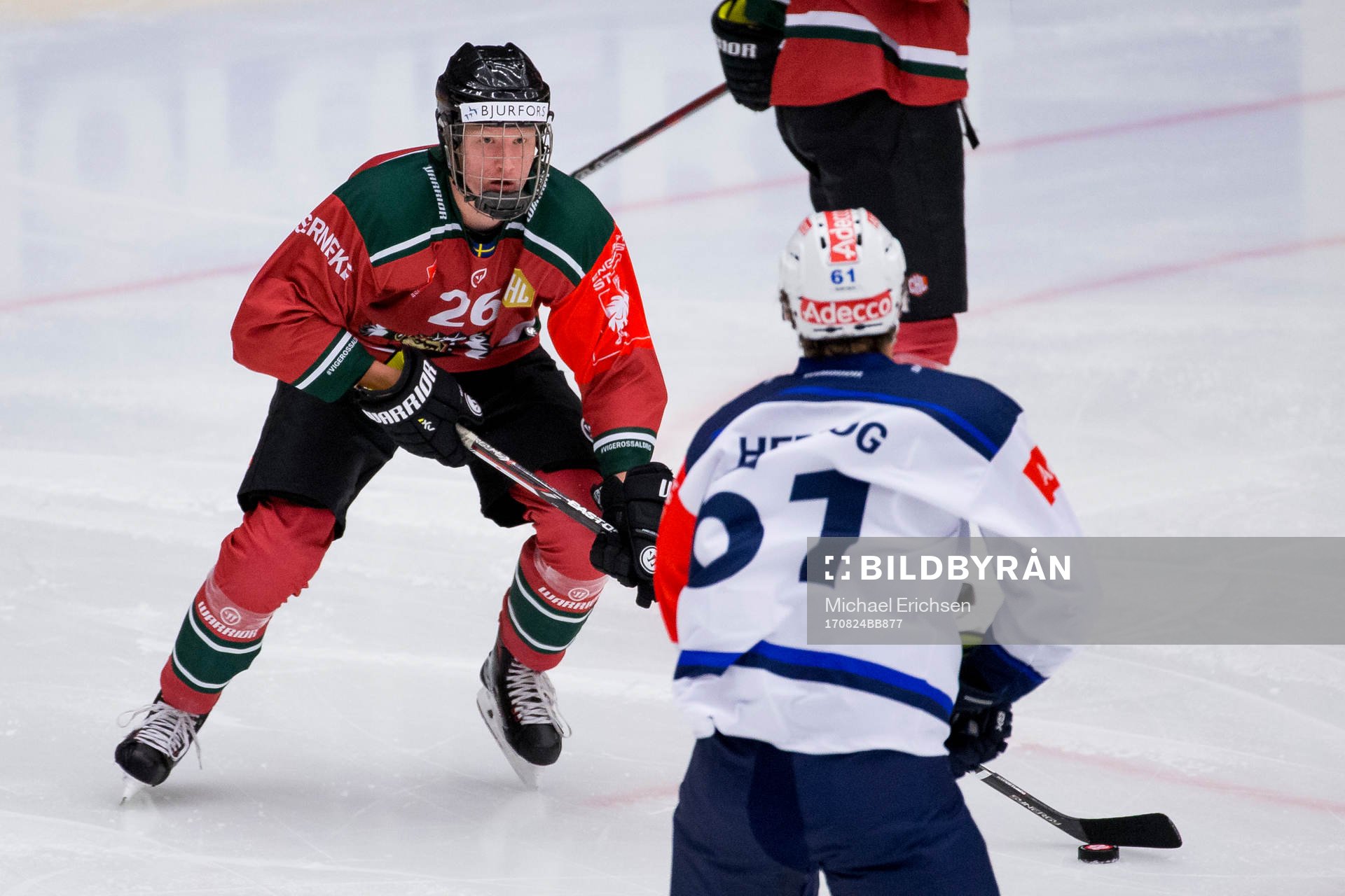 Frölundas Rasmus Dahlin mot Zürichs Fabrice Herzog