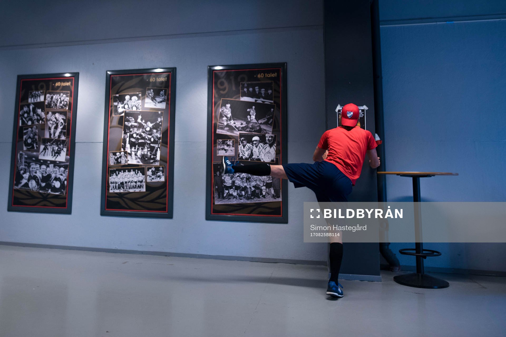 A player of Helsinki warms up prior the CHL game between