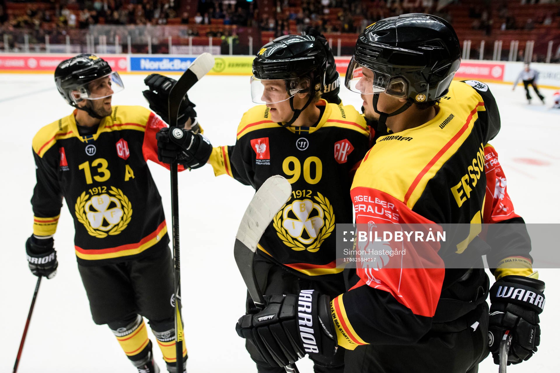 Ryan Gunderson and Jesper Boqvist of Brynäs celebrates