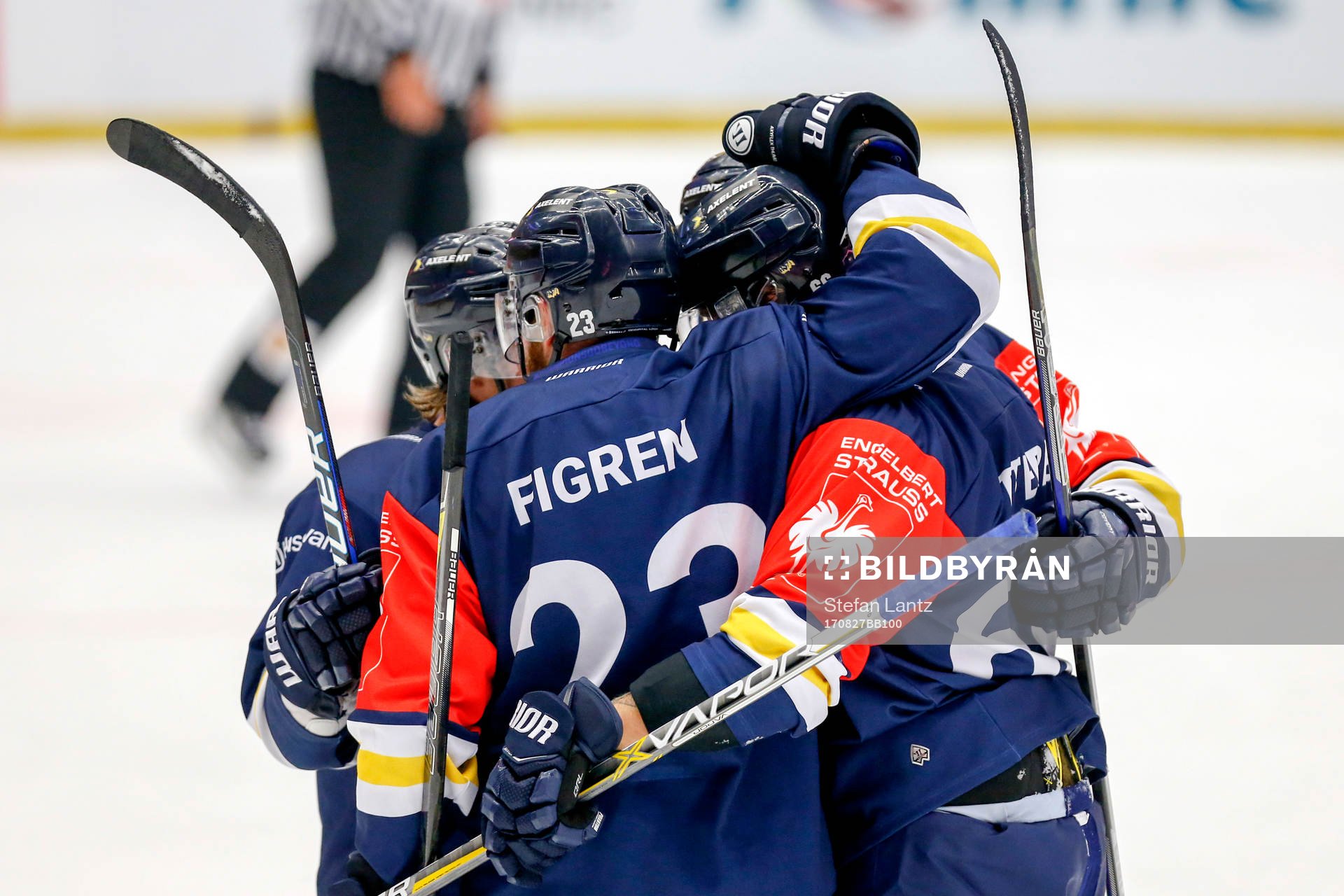 Alexander Ytterell of HV71 celebrates with his teammates