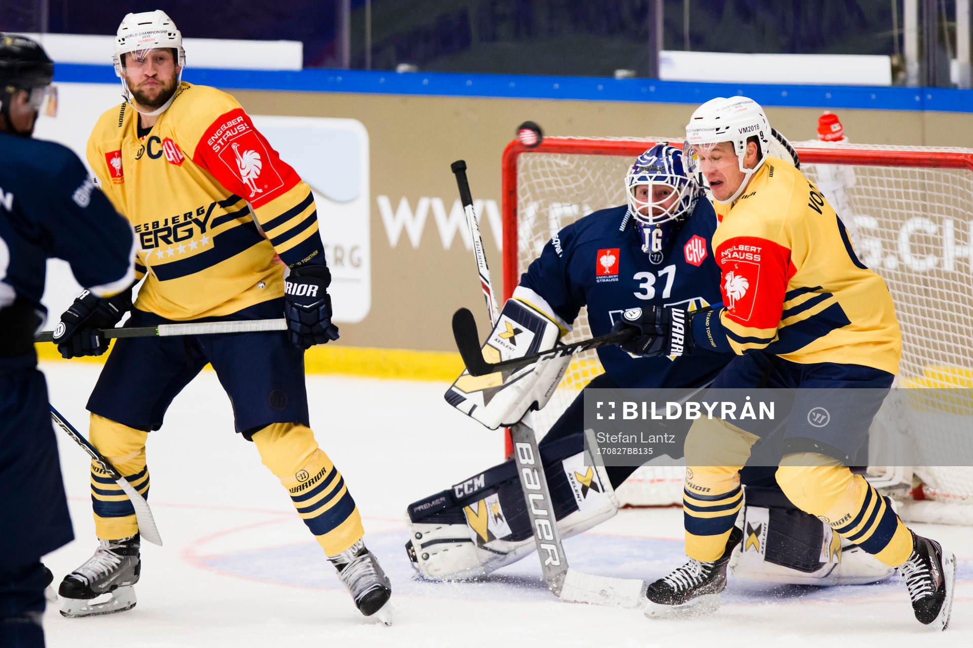 Jonas Gunnarsson goaltender of HV71 with eyes