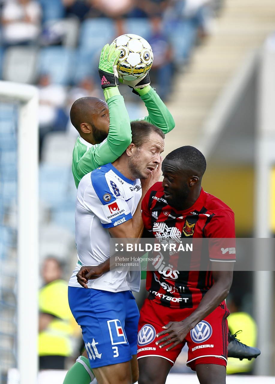 Östersunds målvakt Aly Keita, Norrköpings Jón Gudni