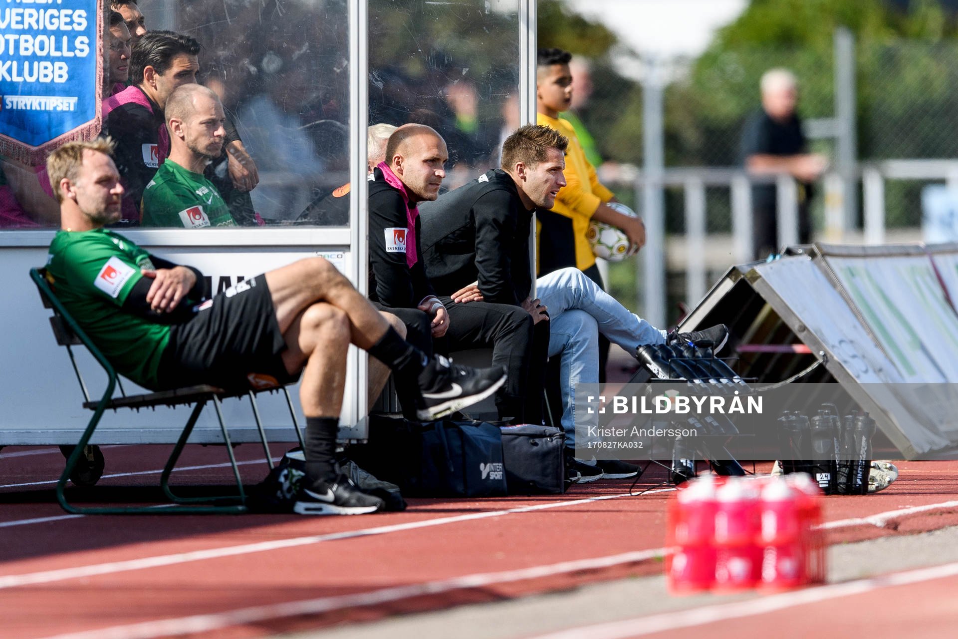 Varbergs bänk med målvakt Peter Dahlberg och Gabriel