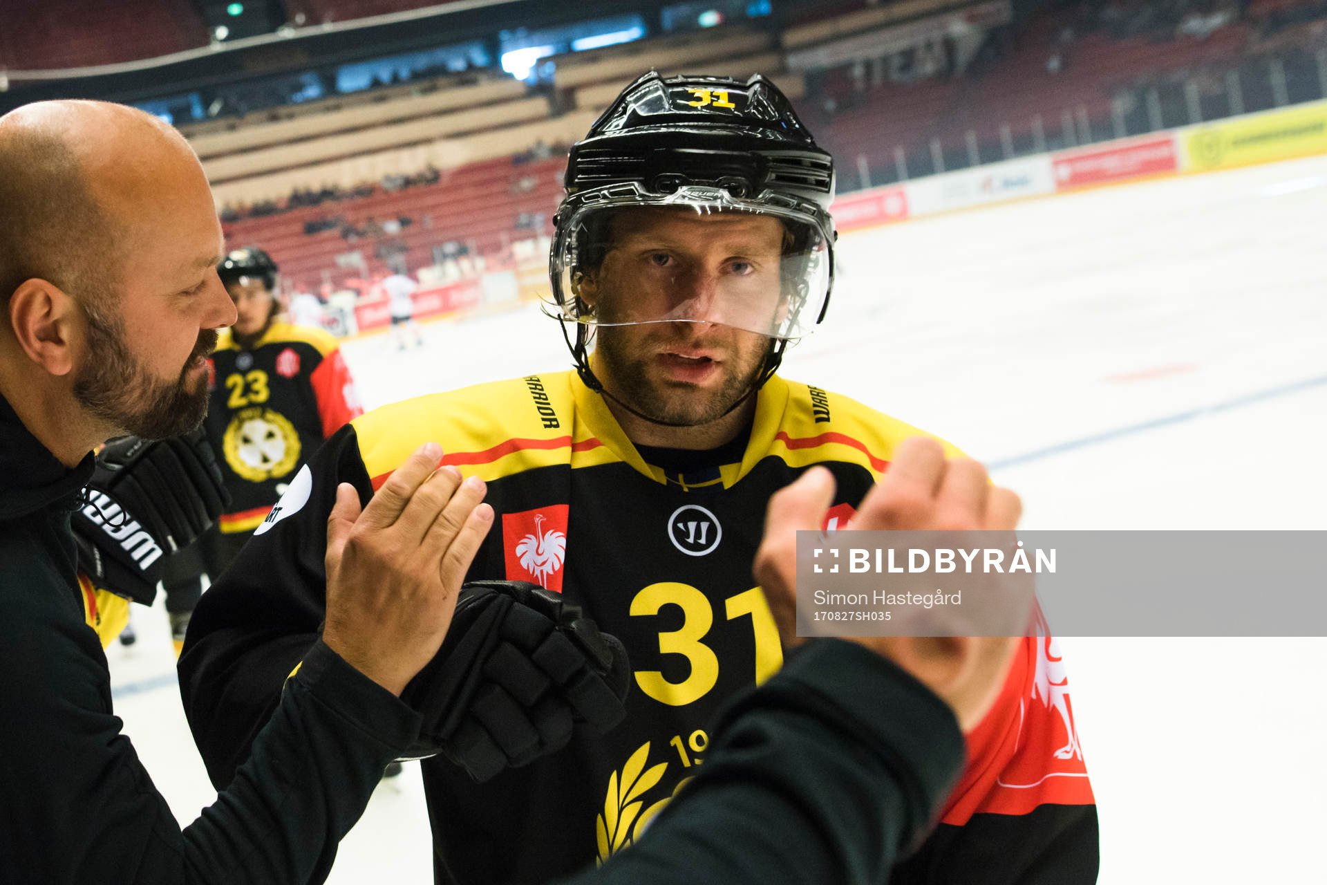 Jonathan Granström of Brynäs celebrates the 1-0 goal