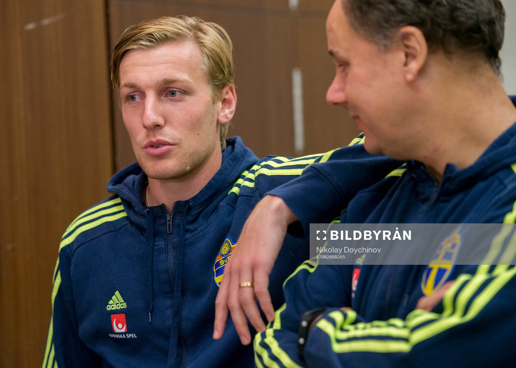 Swedish player Emil Forsberg meets media at a Mixed Zone