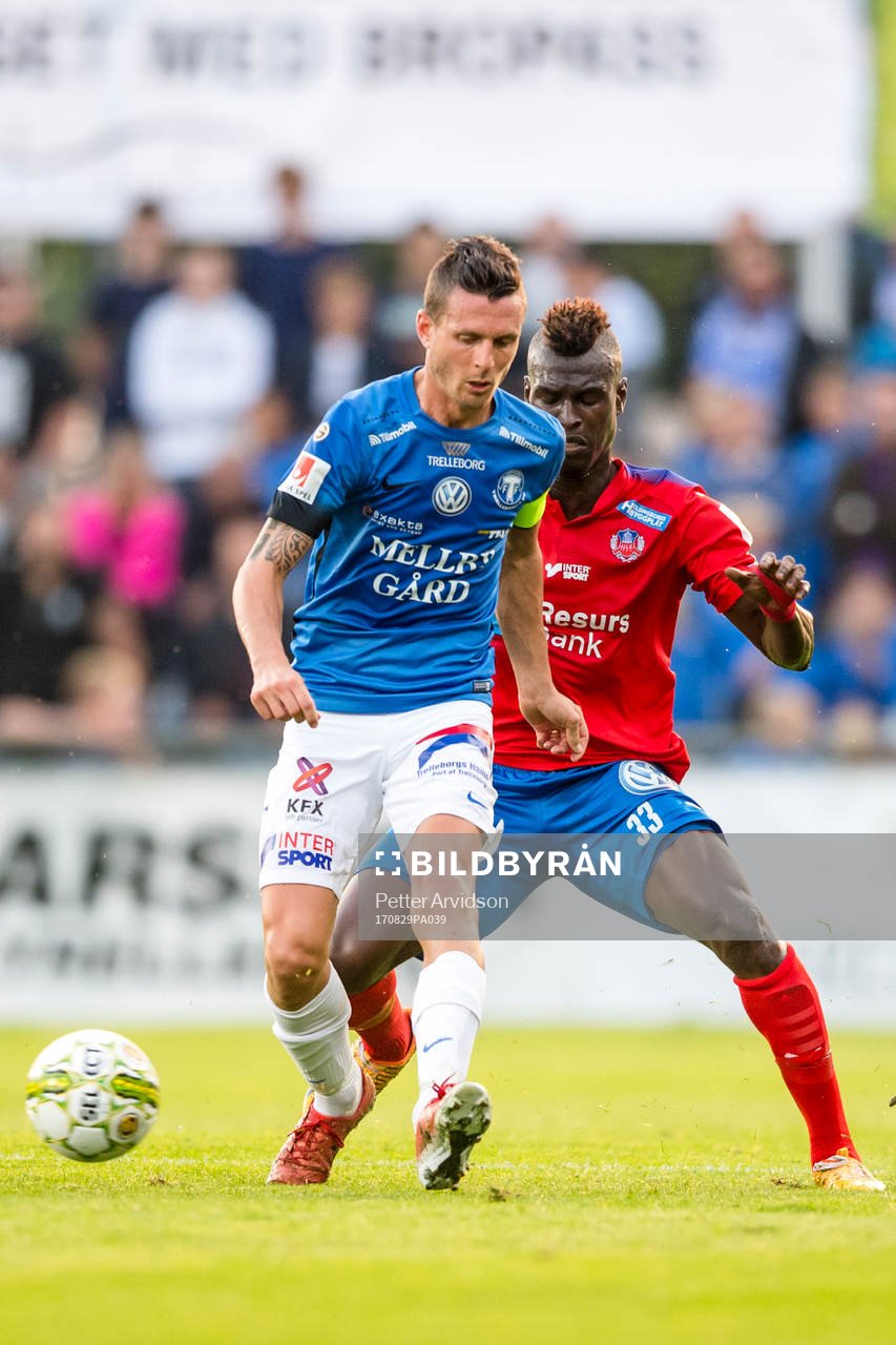 Trelleborgs Kristian Haynes och Helsingborgs Edwin Gyimah
