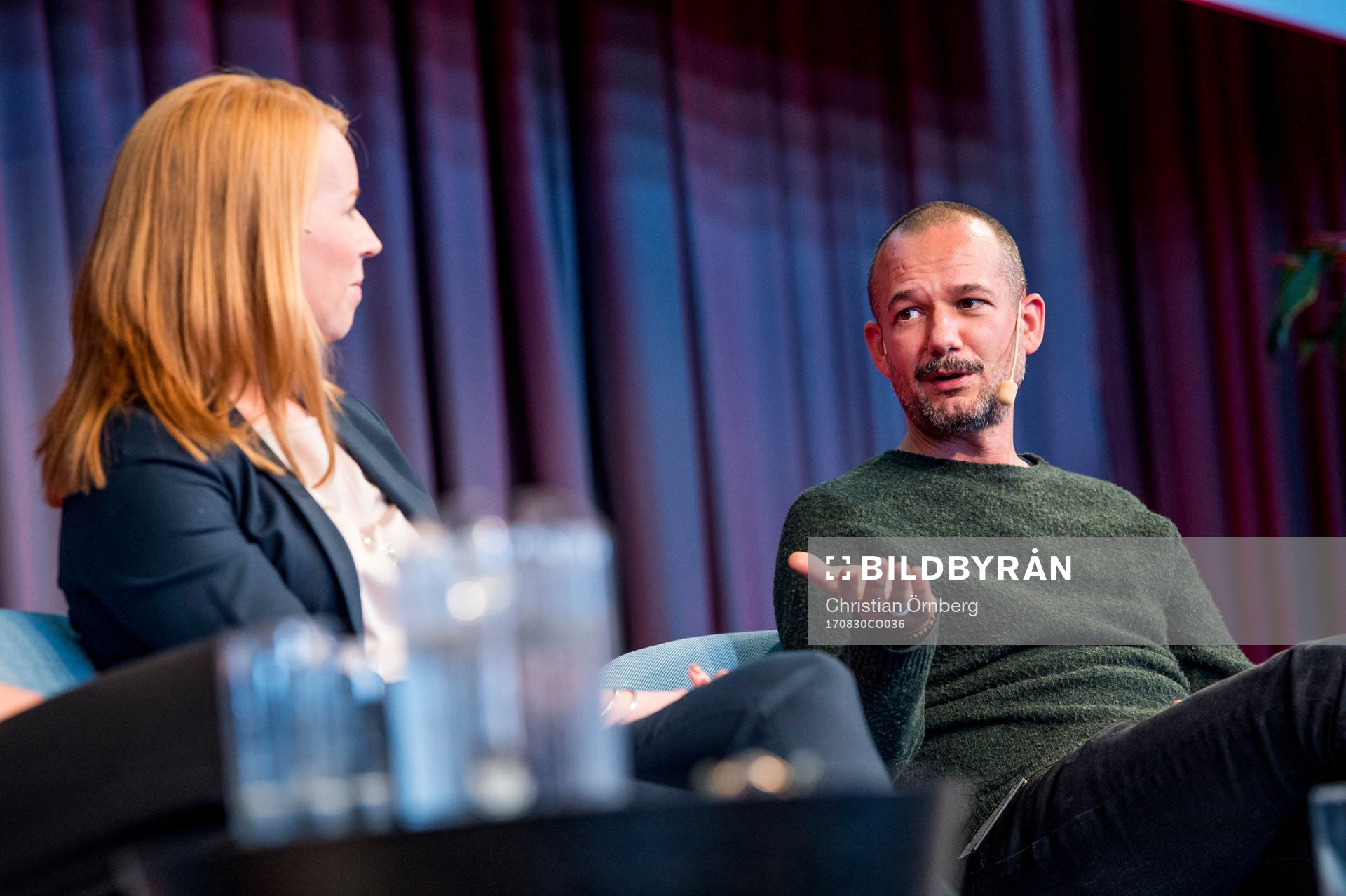 Annie Lööf, partiledare (C), och David Polfeldt, Massive
