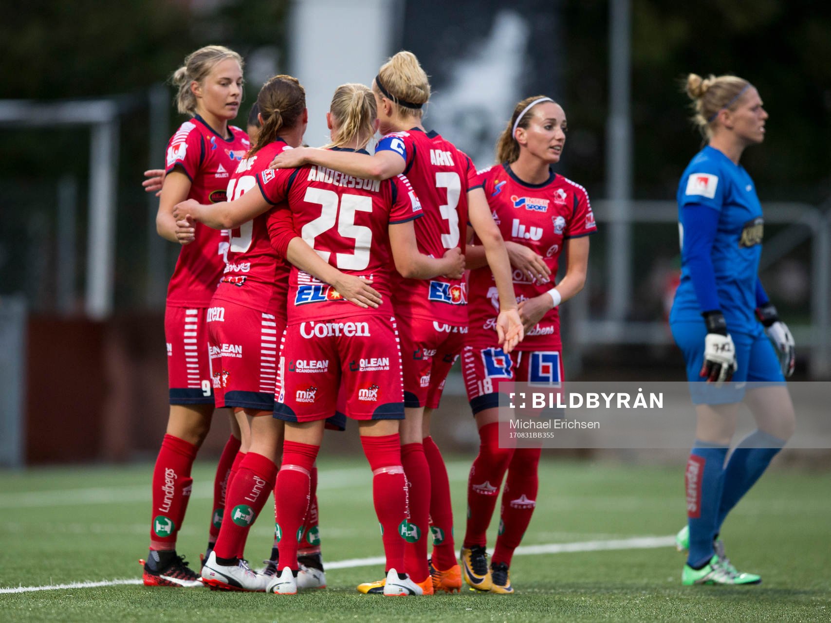 Linköpings jubel efter 0-1 genom Kristine Minde under fotbollsmatchen i Damallsvenskan mellan Kopparbergs Göteborg FC och Linköping den 31 augusti 2017 i Göteborg.