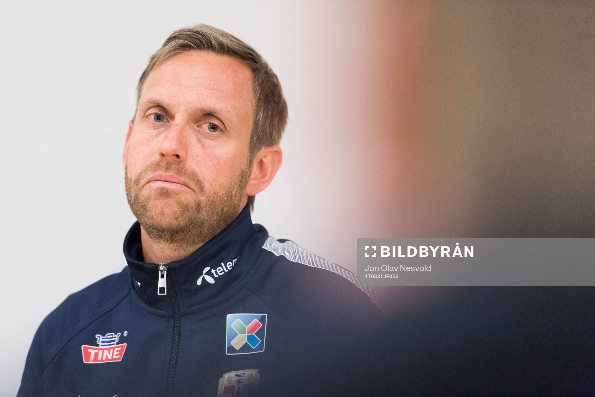 Coach of the women's national team Martin Sjögren comments on football player Ada Hegerberg (not pictured) taking a break from the national team on August 31, 2017 in Sandvika.