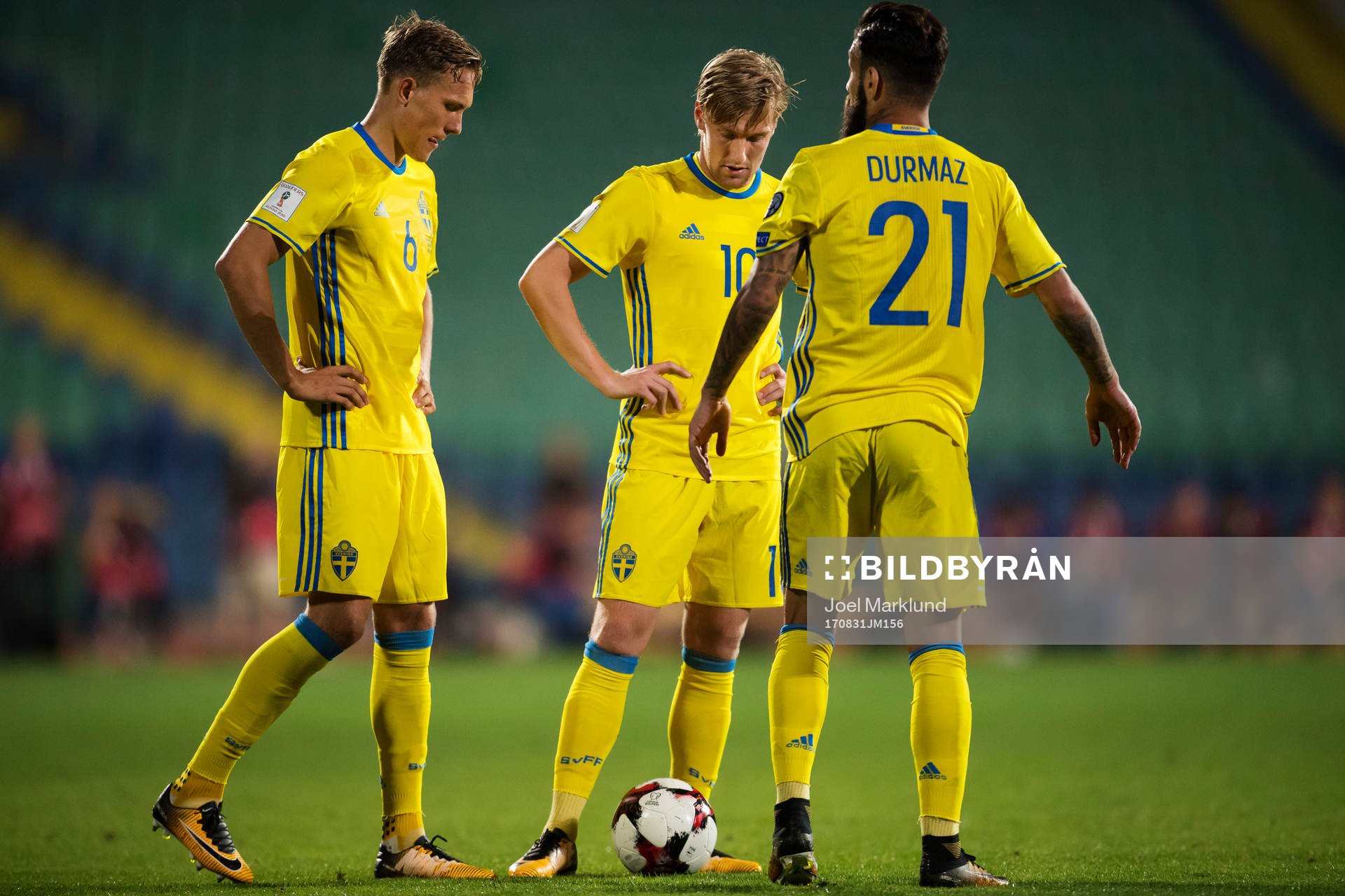 Sveriges Ludwig Augustinsson, Emil Forsberg och Jimmy Durmaz