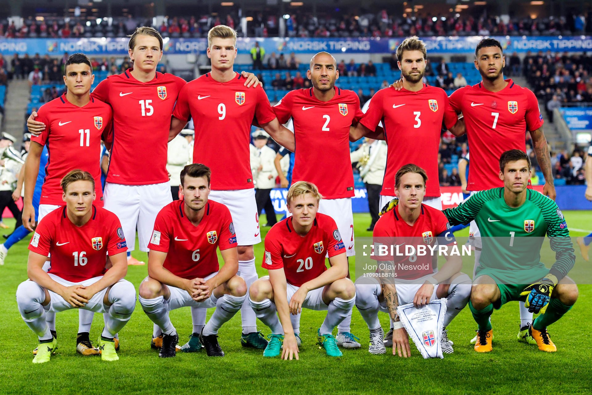 Norway's starting eleven pose for a team photo,  Mohamed