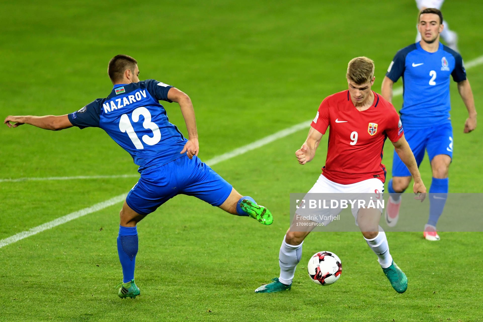 Dmitri Nazarov of Azerbaijan and Alexander Sørloth of