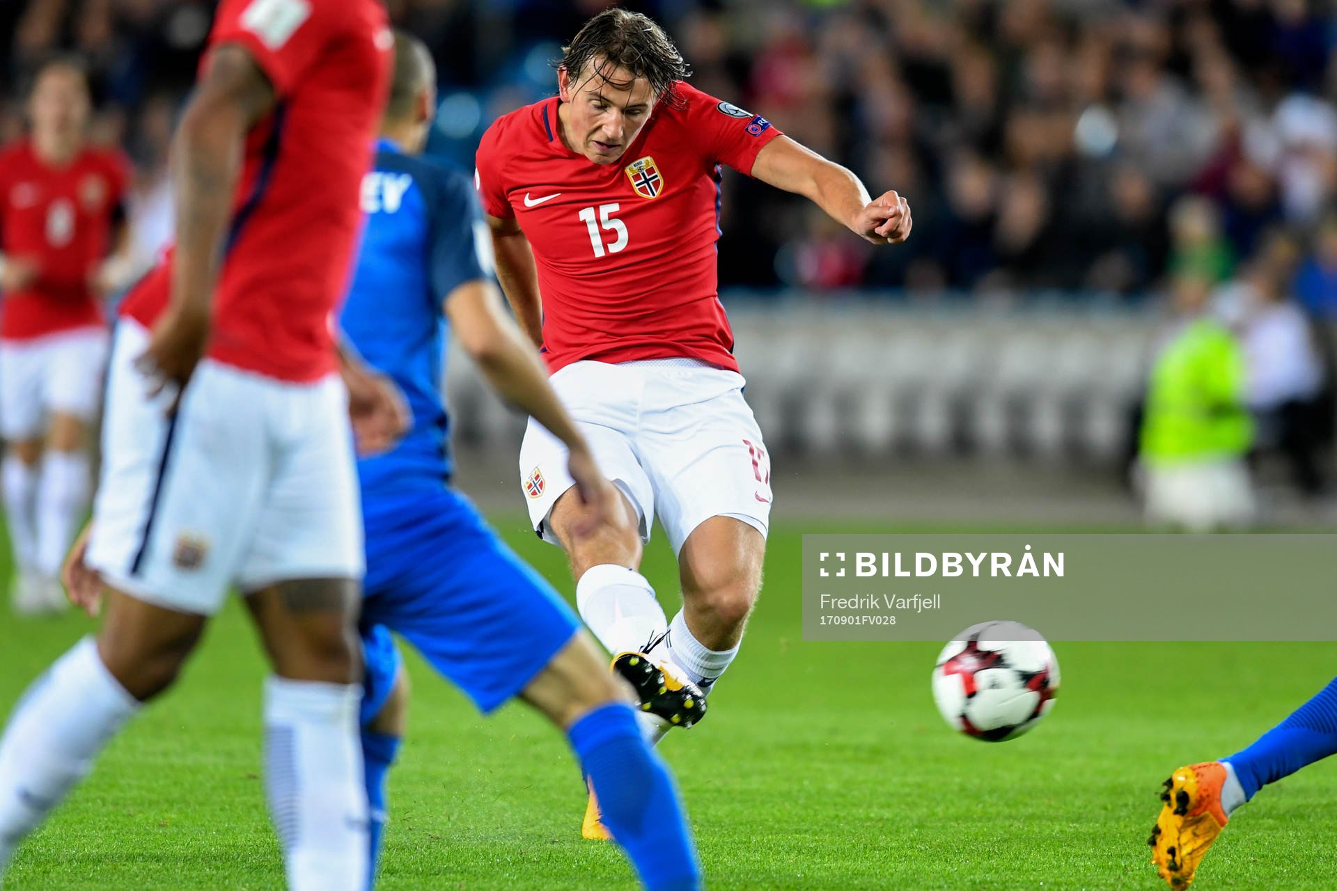 Sander Berge of Norway takes a shot
