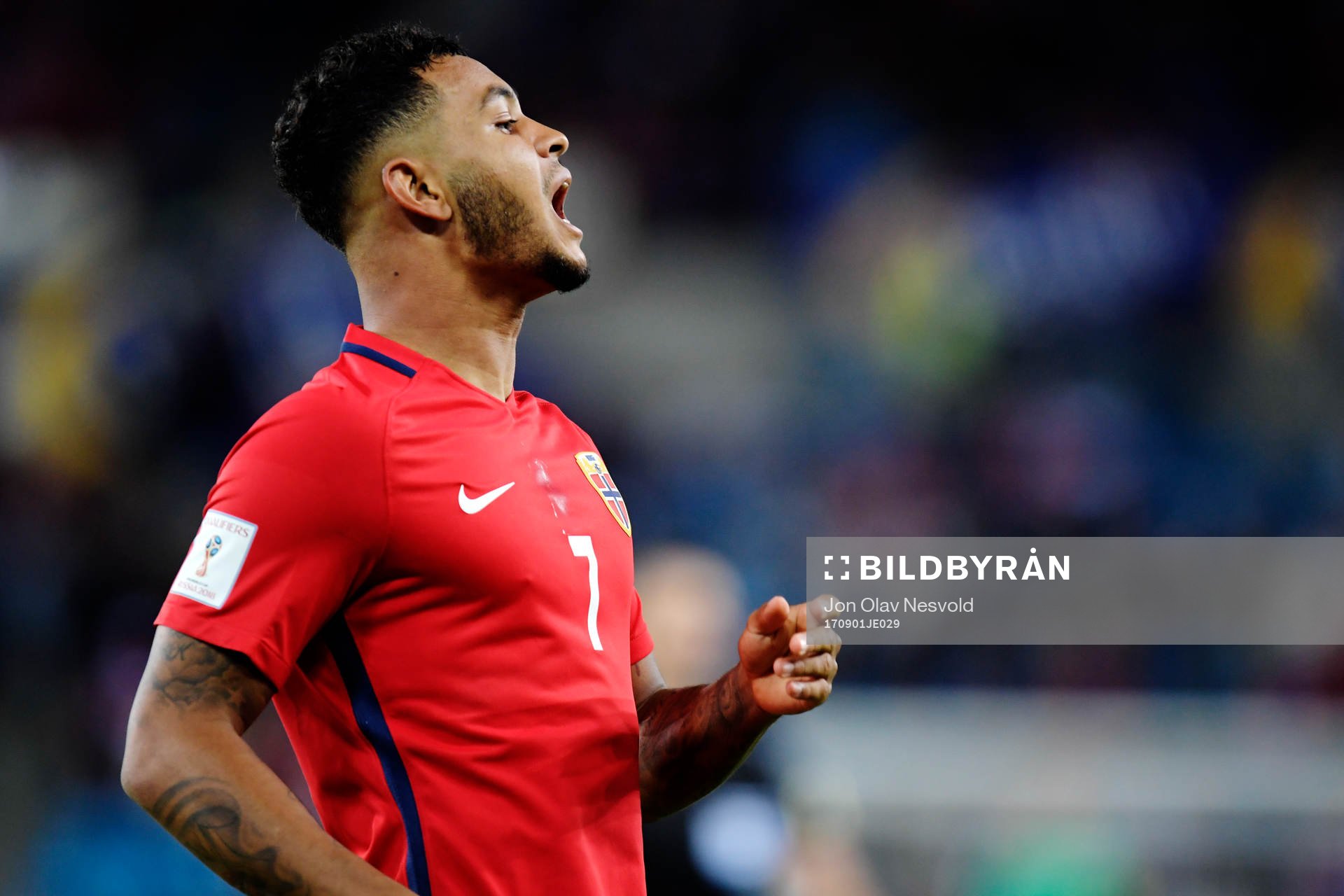 Joshua King of Norway reacts