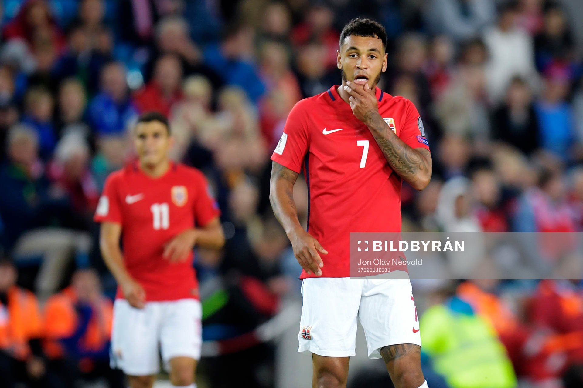 Joshua King of Norway looks dejected