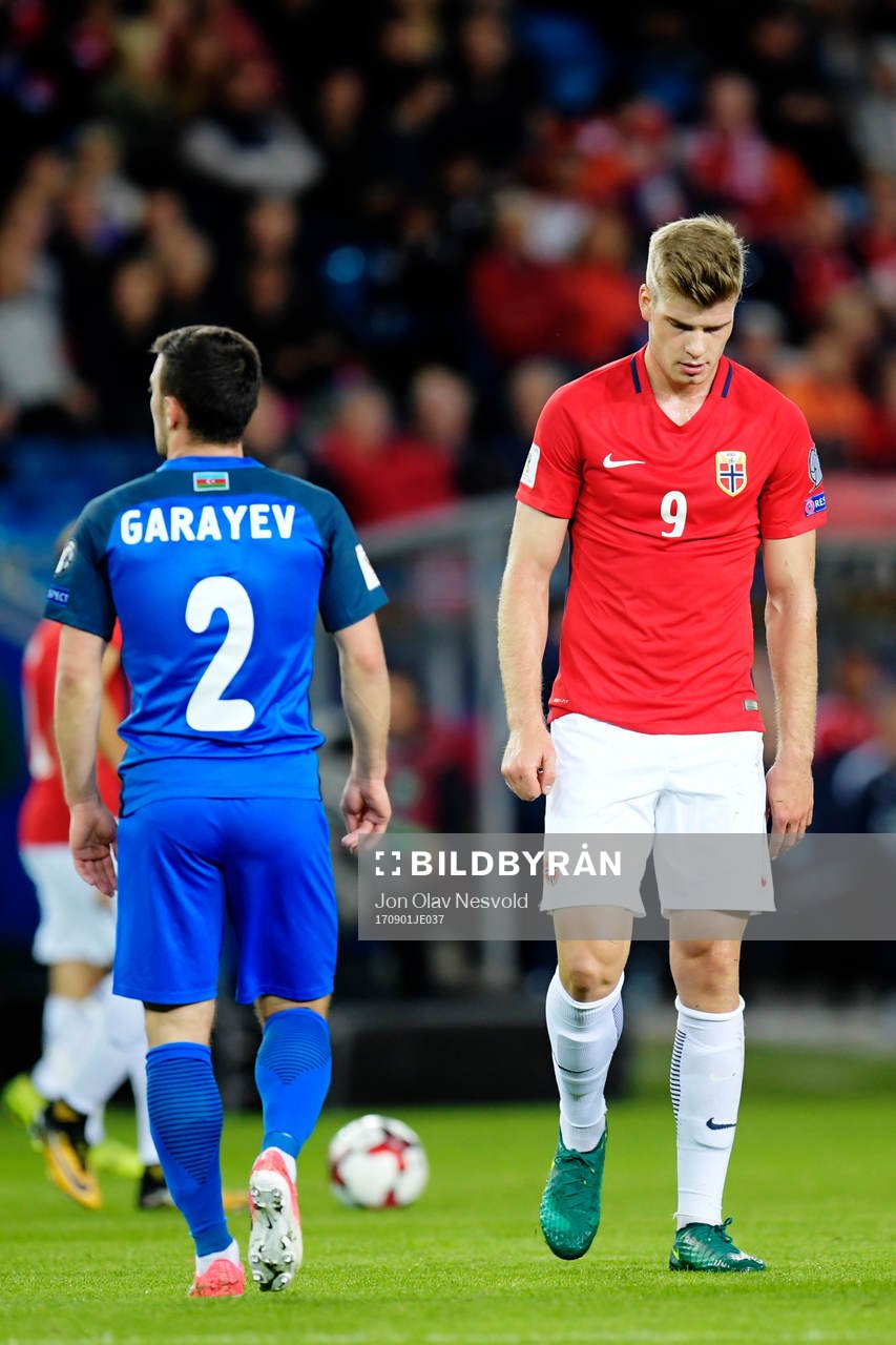 Alexander Sørloth of Norway looks dejected