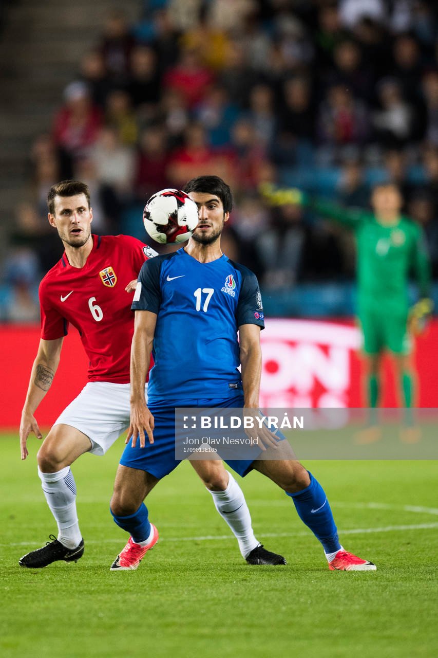 Håvard Nordtveit of Norway and Mahir Madatov of Azerbaijan