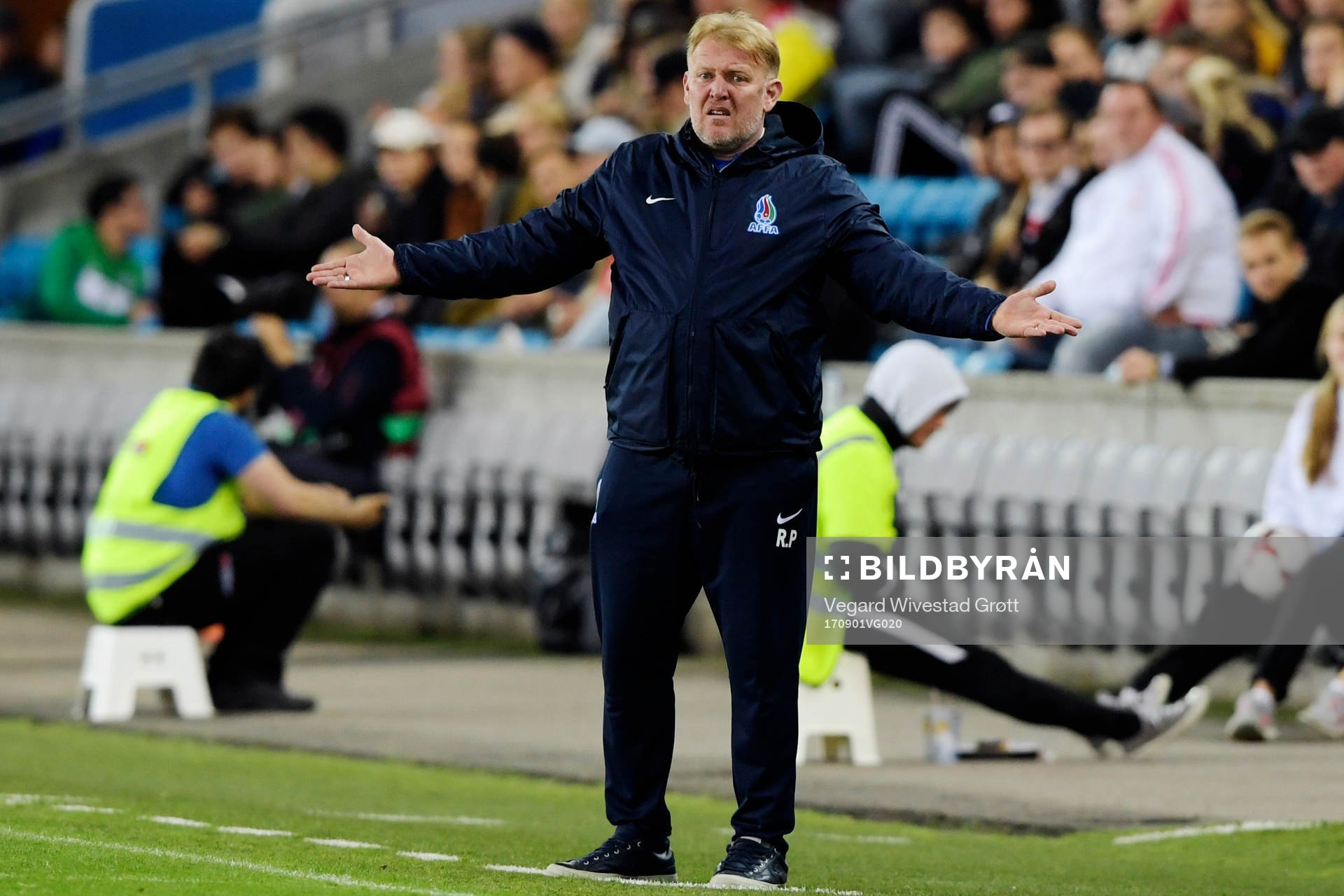 Robert Prosinecki, head coach of Azerbaijan, reacts during the FIFA World Cup Qualifier match between Norway and Azerbaijan on September 1, 2017 in Oslo.