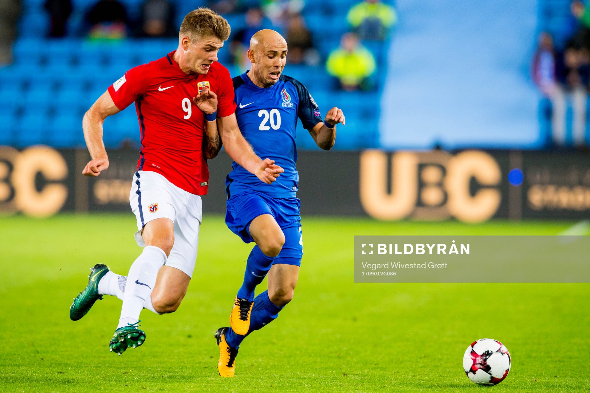Alexander Sørloth of Norway and Richard Almeida of