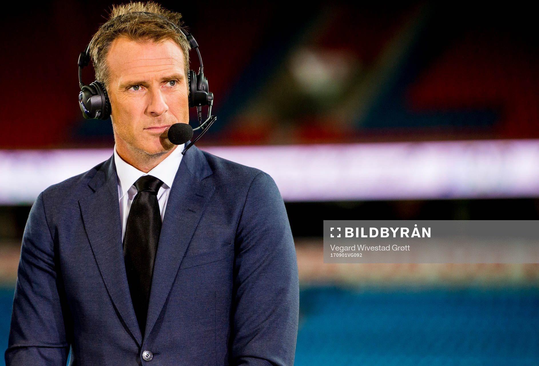 Eurosport host Carsten Skjelbreid during the FIFA World Cup Qualifier match between Norway and Azerbaijan on September 1, 2017 in Oslo.