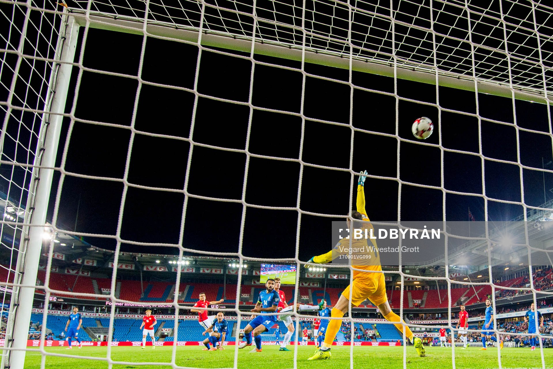 Goalkeeper Kamran Agayev of Azerbaijan makes a save