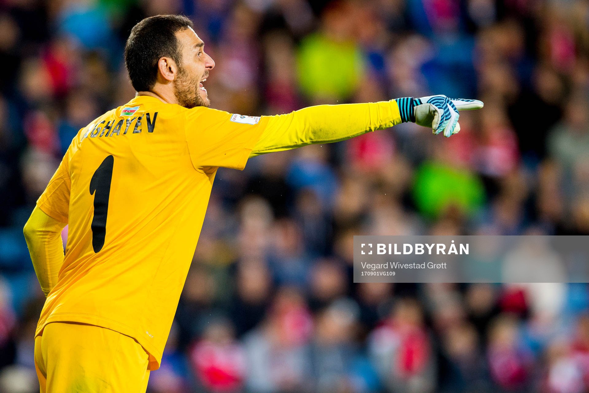 Goalkeeper Kamran Agayev of Azerbaijan